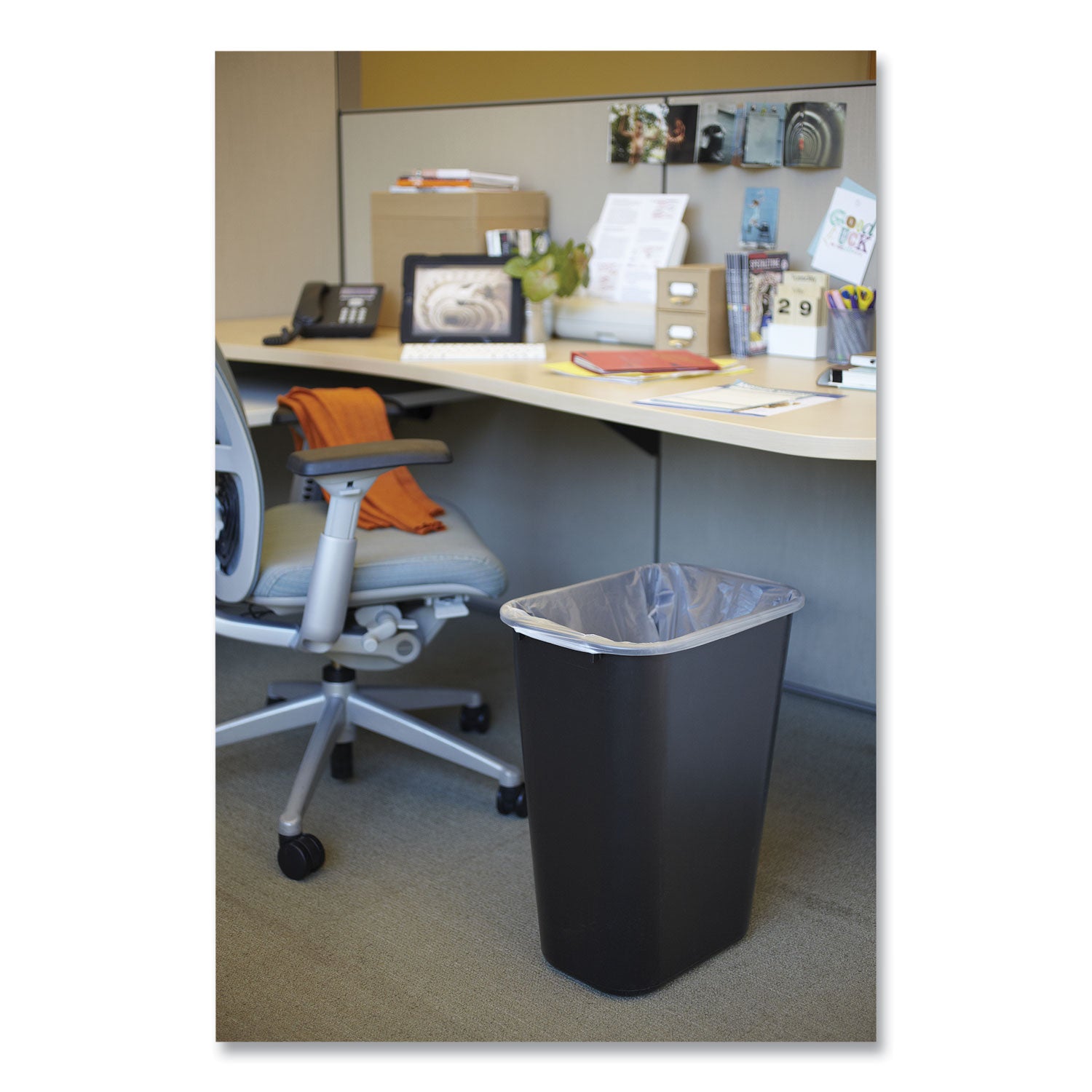 Rubbermaid Commercial 41 QT Large Deskside Wastebasket - 10.25 gal Capacity - Rectangular - Durable, Dent Resistant, Rust Resistant, Easy to Clean - 20" Height x 11.3" Width x 15.3" Depth - Plastic - Black - 1 Each