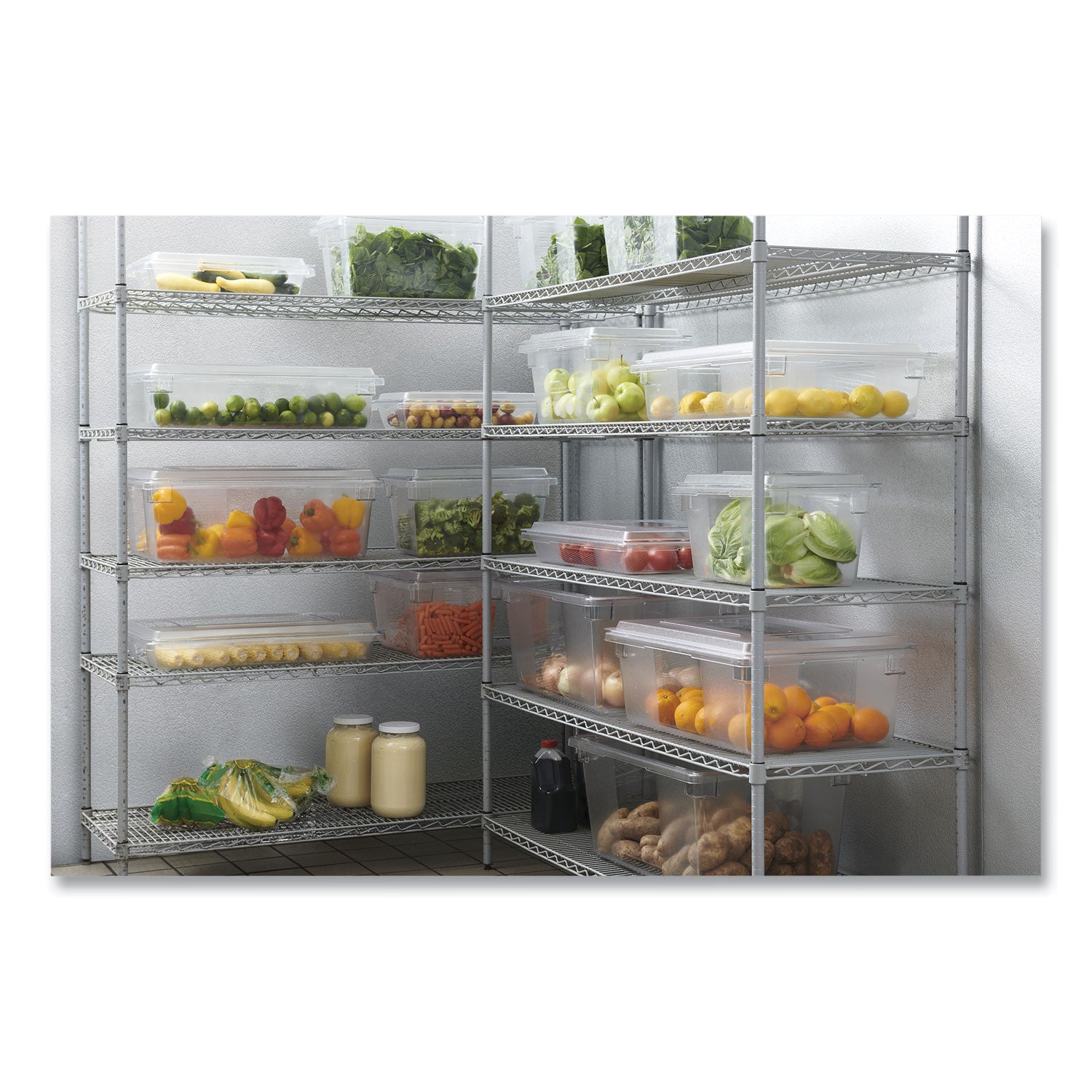 Food/Tote Boxes, 8.5 gal, 26 x 18 x 6, Clear, Plastic