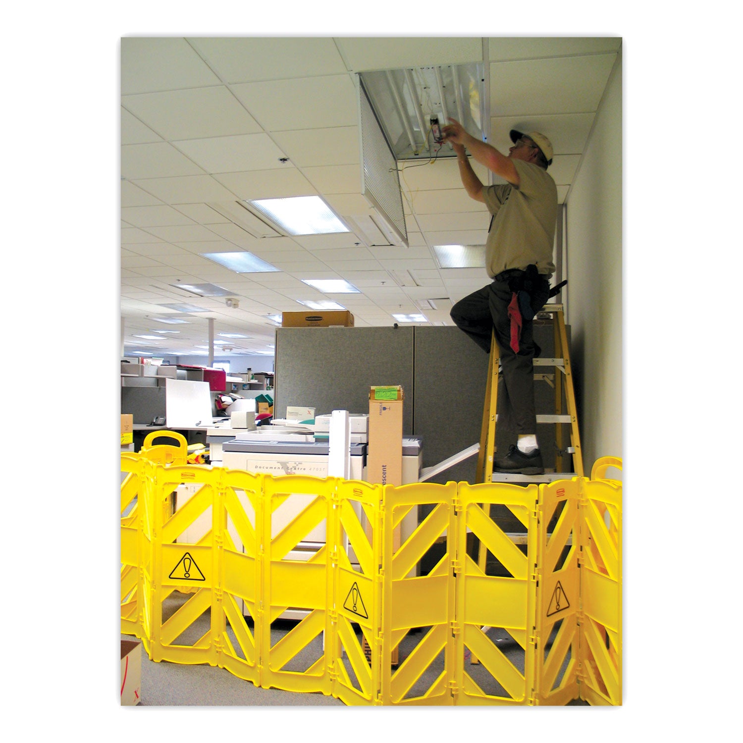 Portable Mobile Safety Barrier, Plastic, 13 ft x 40", Yellow