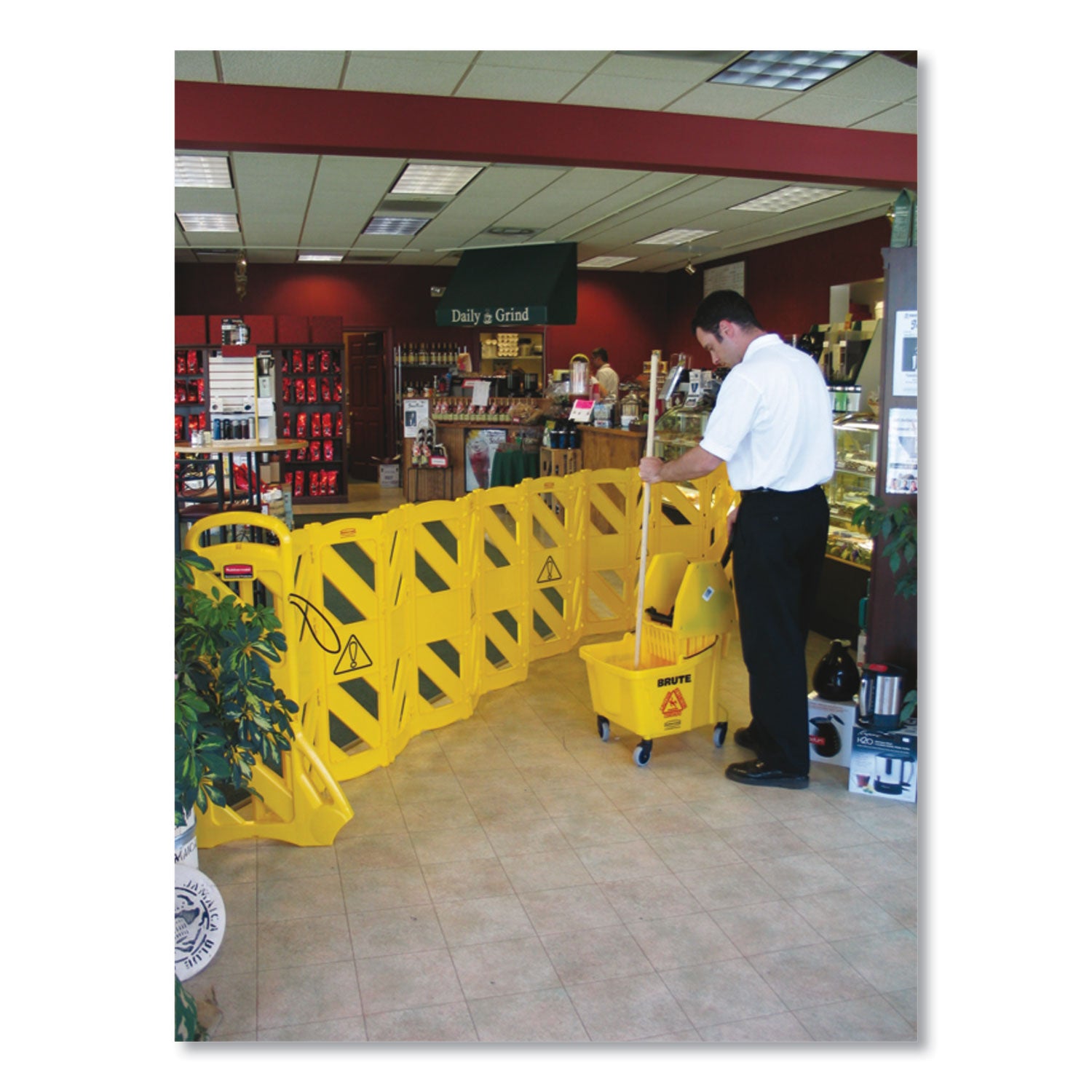 Portable Mobile Safety Barrier, Plastic, 13 ft x 40", Yellow