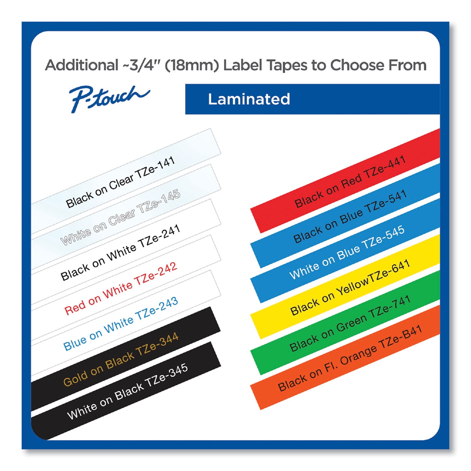 Tze Standard Adhesive Laminated Labeling Tape, 0.7" X 26.2 Ft, White On Black