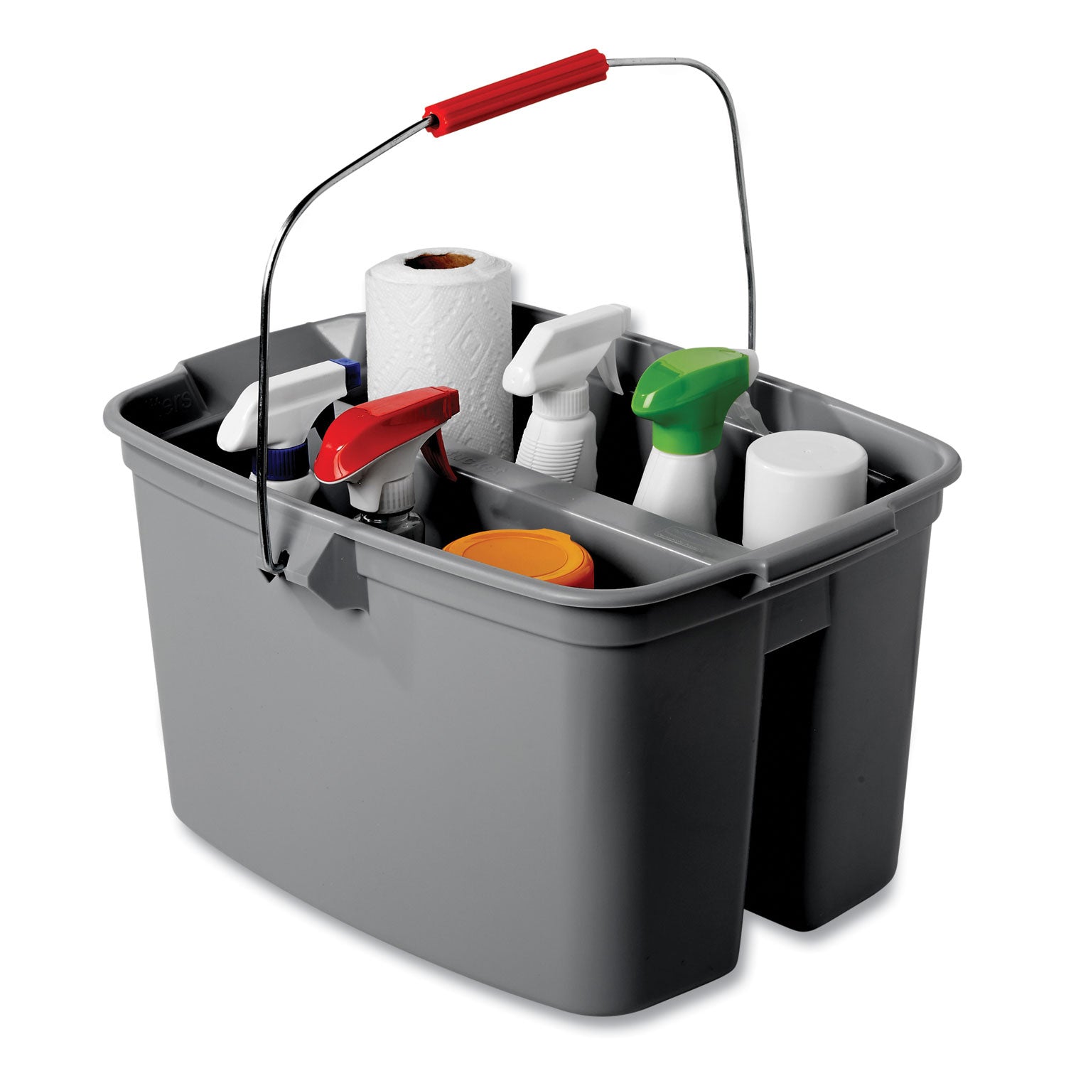Rubbermaid Commercial 19 QT Double Pail - 4.75 gal - Dual Bucket, Handle - 17.8" x 18.1" - Plastic - Gray - 1 Each