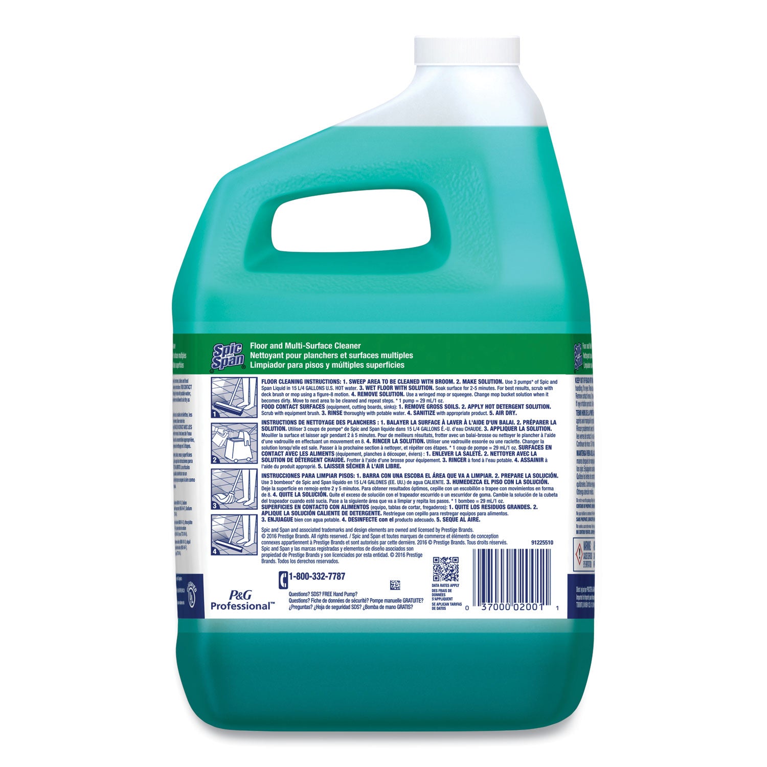 Spic and Span Floor and Multi-Surface Cleaner - Concentrate Liquid - 128 fl oz (4 quart) - 1 Each - Green