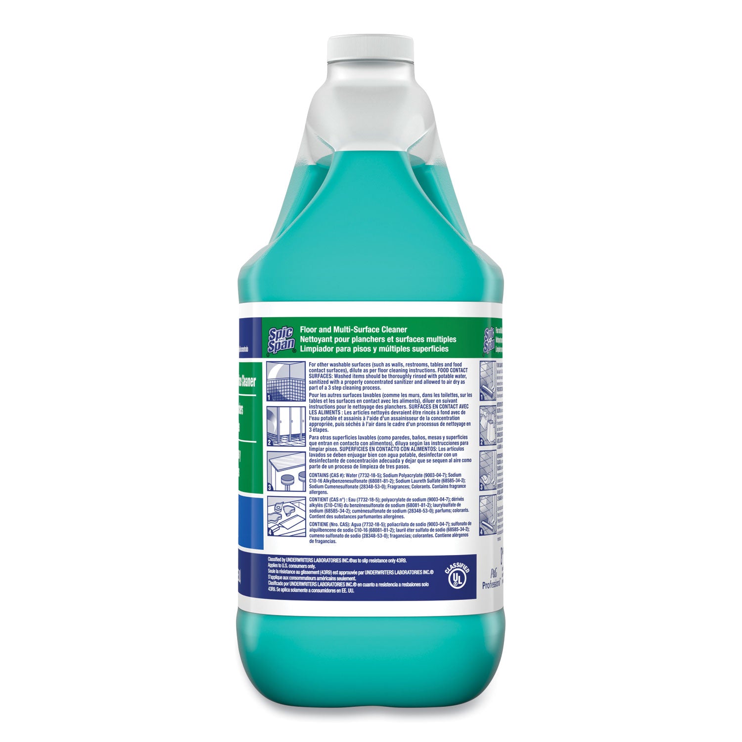 Spic and Span Floor and Multi-Surface Cleaner - Concentrate Liquid - 128 fl oz (4 quart) - 1 Each - Green
