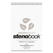 Roaring Spring Enviroshades Recycled Spiral Steno Memo Book, 9" x 6", 80 Sheets, 160 Pages, Gray Paper, Gregg Ruled, Spiral Bound, Board Cover, Black Binding, 4 Pack