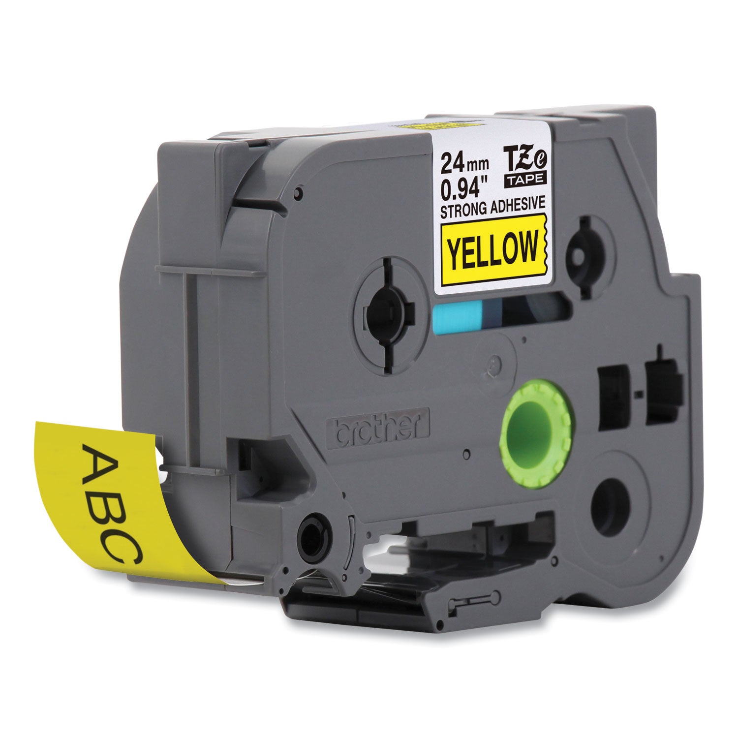 Tze Extra-Strength Adhesive Laminated Labeling Tape, 0.94" X 26.2 Ft, Black On Yellow