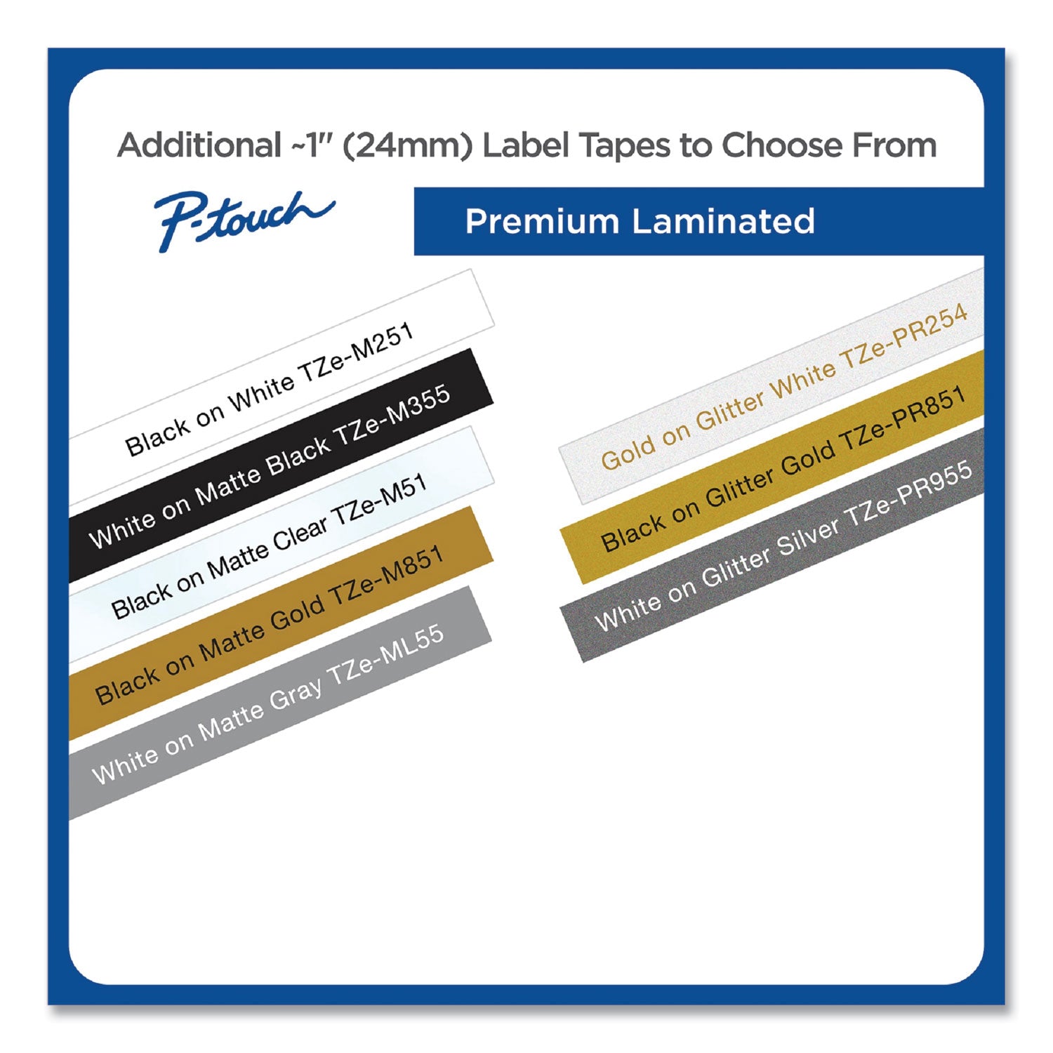 Tze Premium Laminated Tape, 0.94" X 26.2 Ft, Black On White