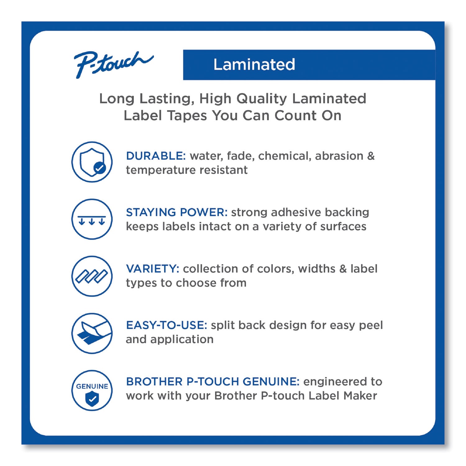 Tze Laminated Removable Label Tapes, 0.47" X 26.2 Ft, Blue On White