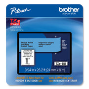 Tze Laminated Removable Label Tapes, 0.94" X 26.2 Ft, Black On Blue