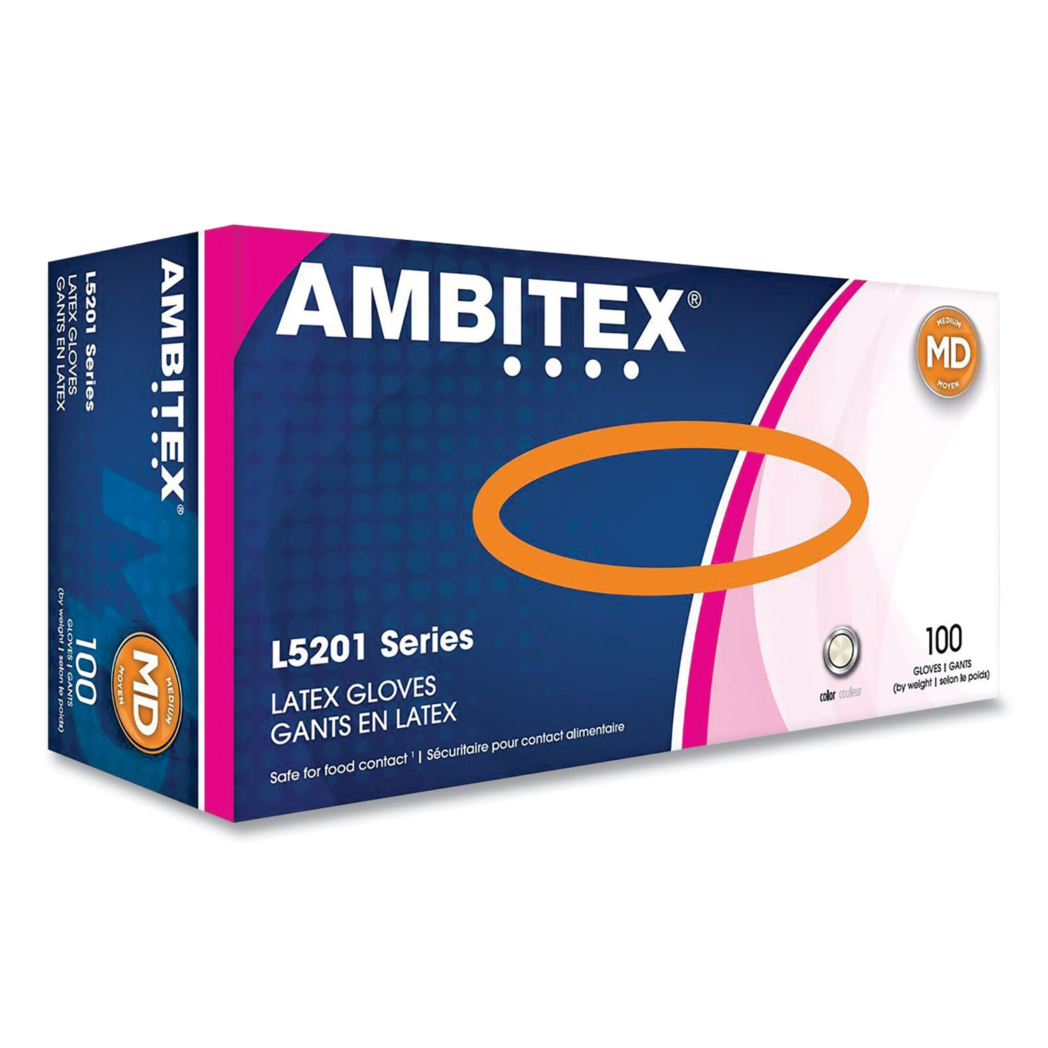 L5201 SERIES POWDER-FREE LATEX GLOVES, 4 MIL, MEDIUM, CREAM, 100/BOX