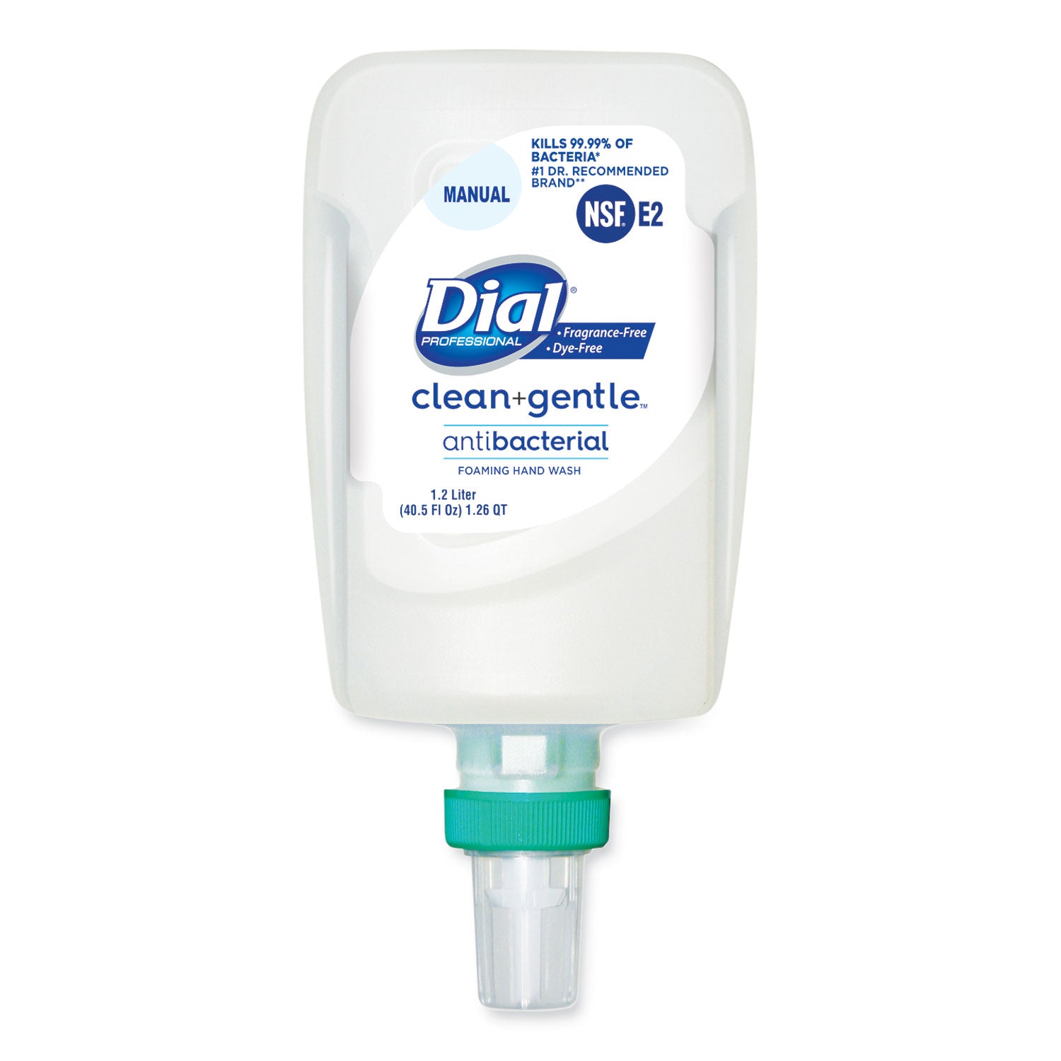 Clean+Gentle Antibacterial Foaming Hand Wash Refill for FIT Manual Dispenser, Fragrance-Free, 1.2 L, 3/Carton