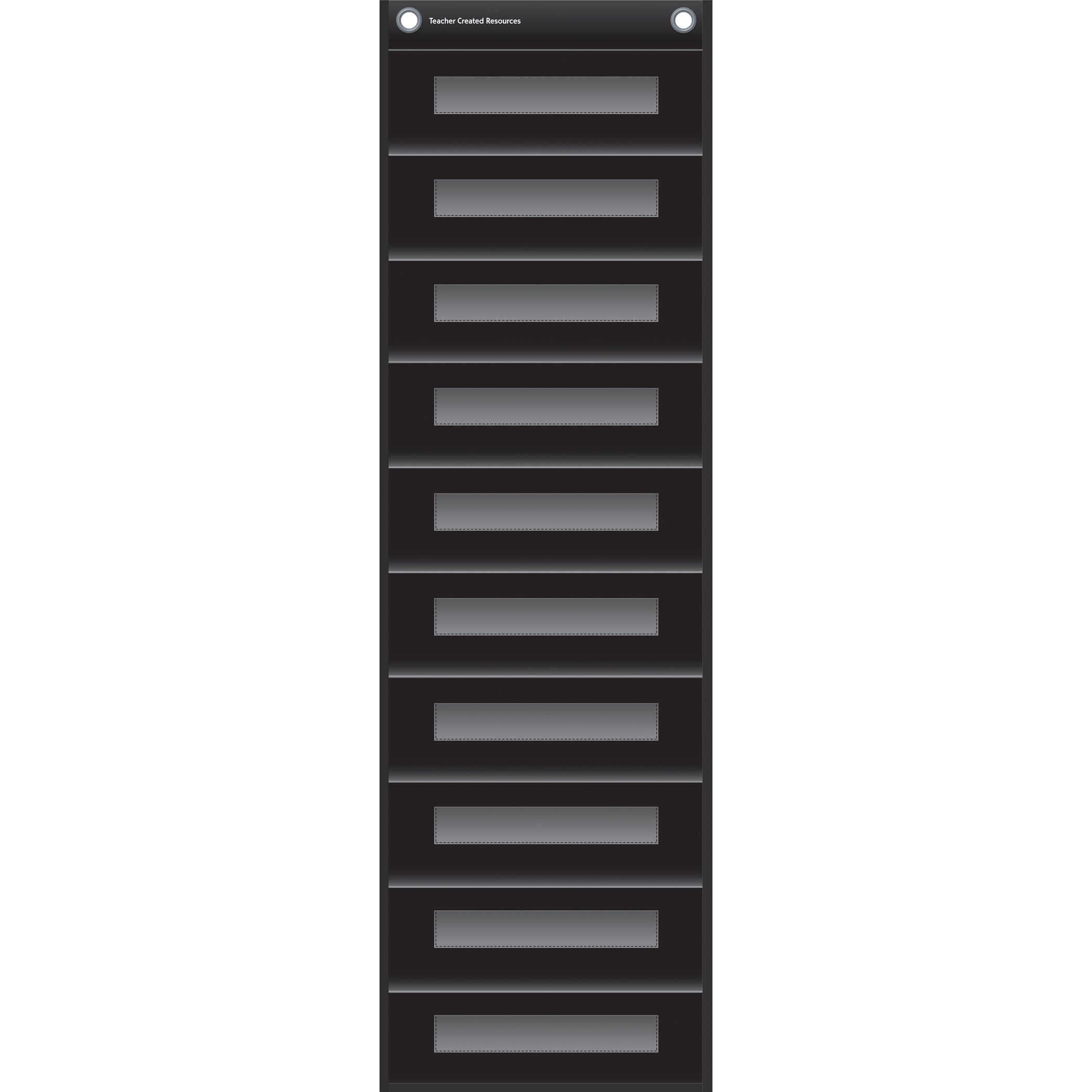 Black 10 Pocket File Storage Pocket Chart (14" x 58")