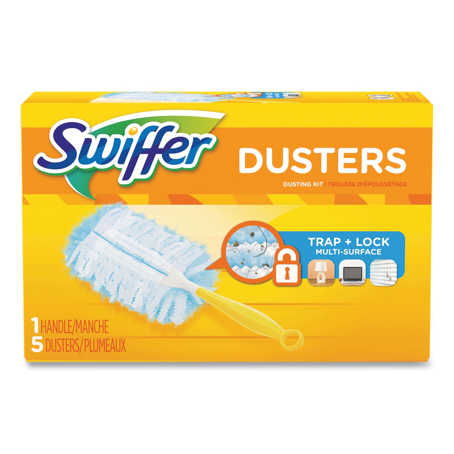 Swiffer Unscented Duster Kit, Blue/Yellow, 6 Handles & 30 Duster Refills per Carton