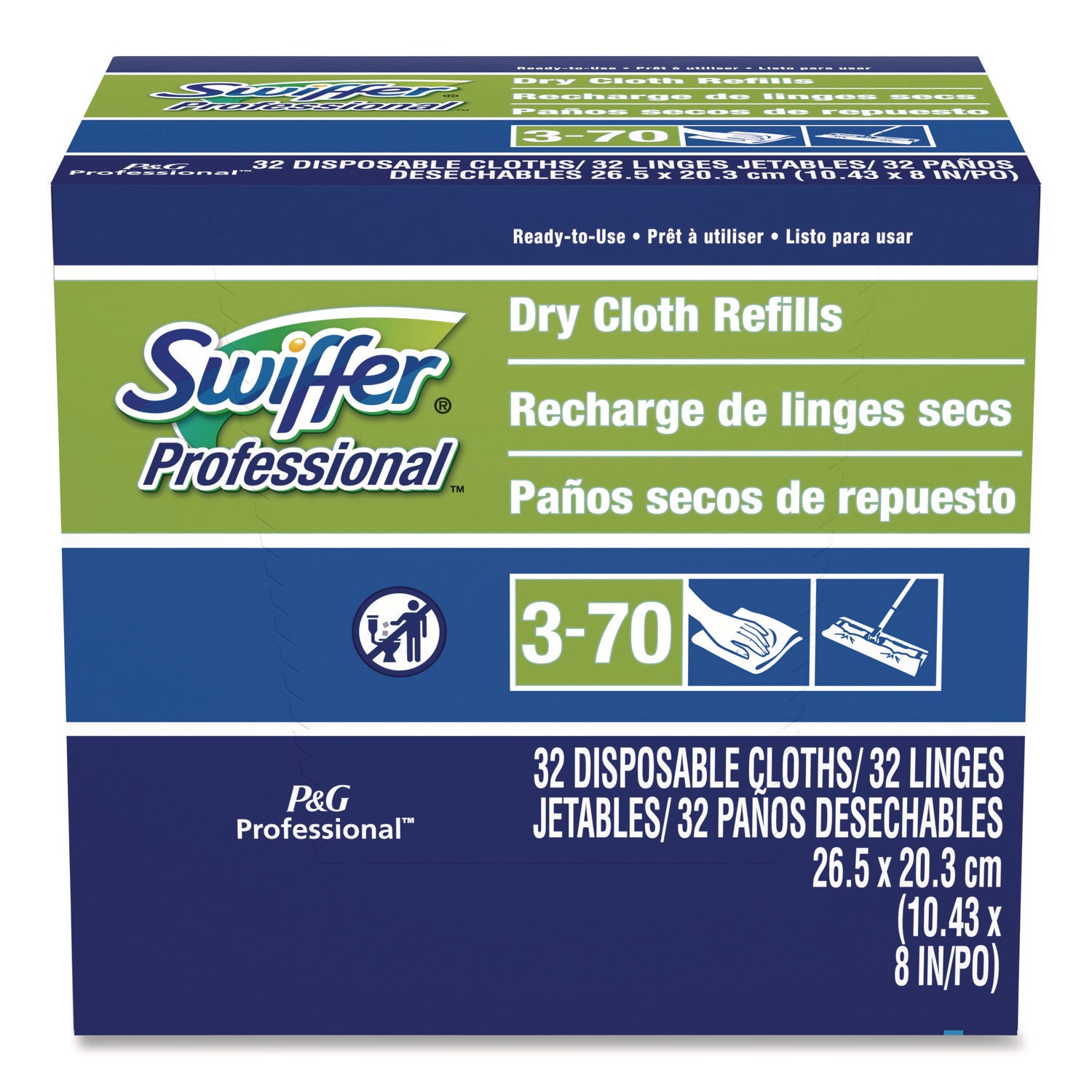 Dry Refill Cloths, 10.63" x 8", White, 32/Box