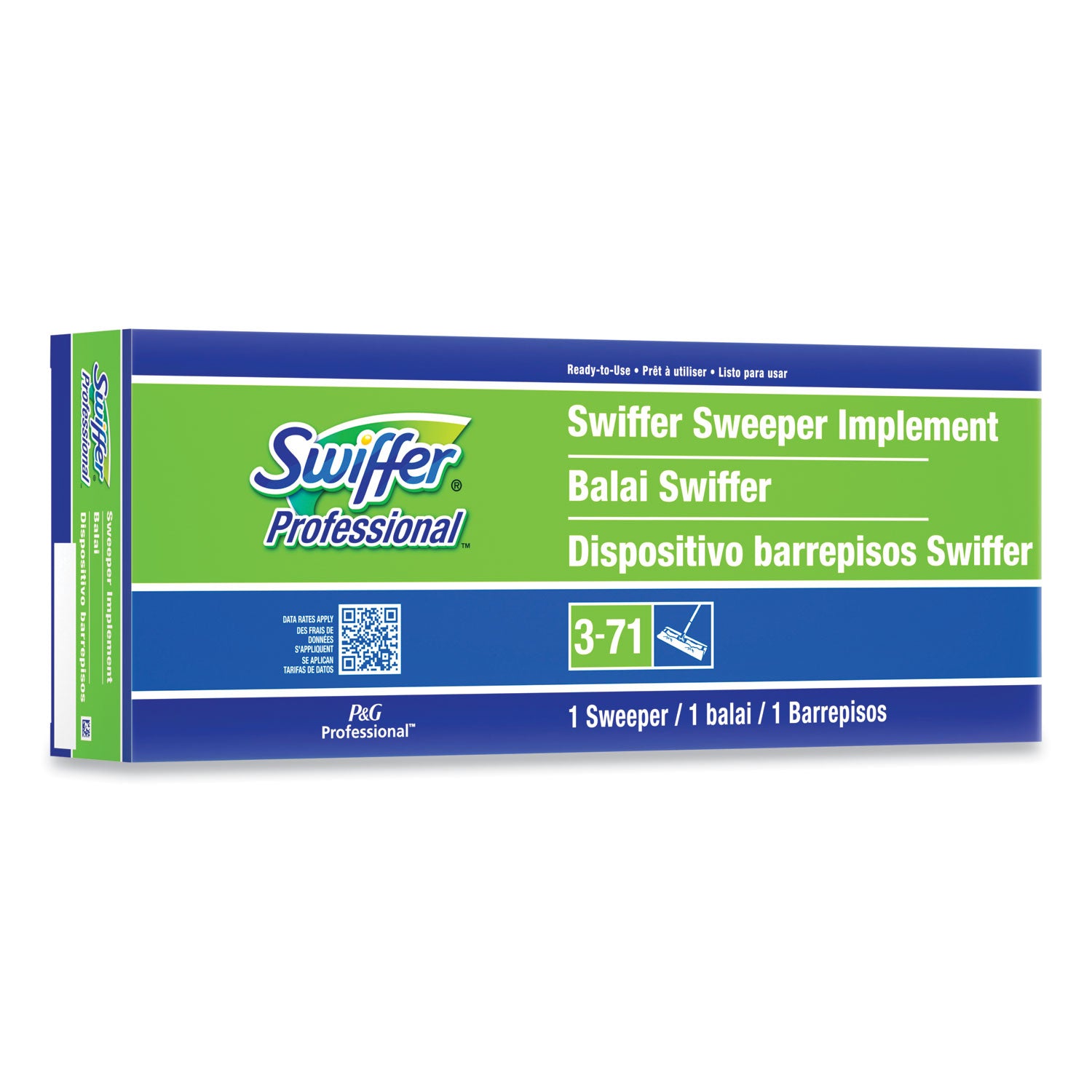 Swiffer Professional Sweeper - 10" Width Head - Swivel Head, Lightweight - Green - 3 / Carton