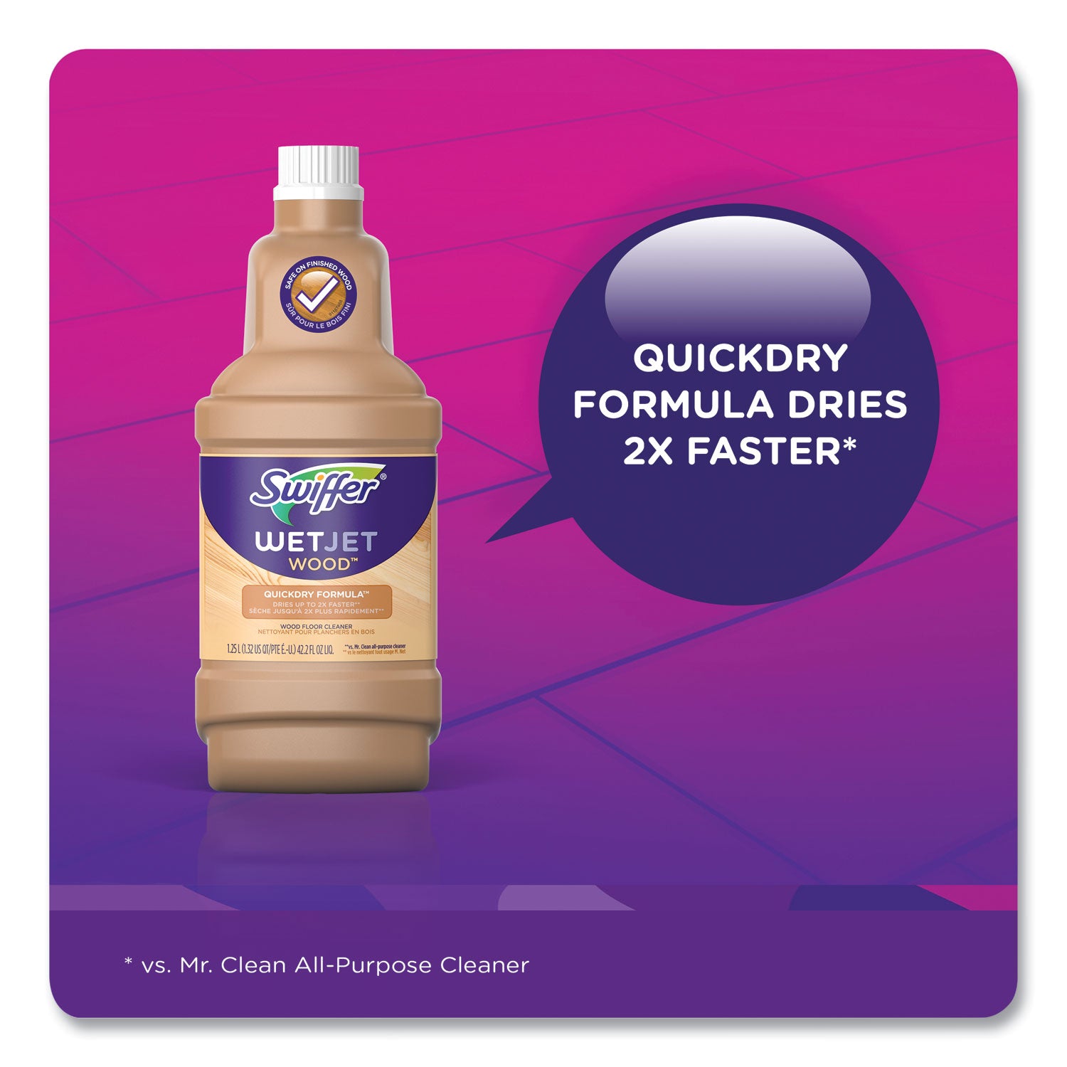 For Wood Floor - 40.6 fl oz (1.3 quart) - Recommended For: Bacteria Remover, Dirt Remover, Grime Remover - Quick Drying - Purple - 1 Bottle