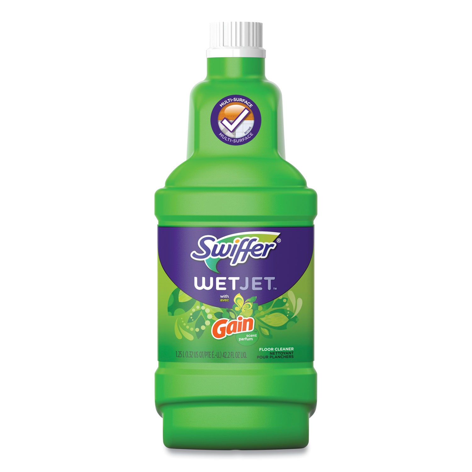 Swiffer WetJet MS Floor Cleaner, Multi Surface, Liquid, Gain Scent, 40.6 fl oz (1.3 quart), Green, 1 Bottle