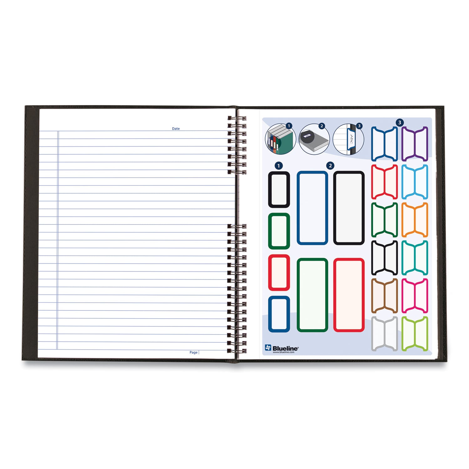 Rediform NotePro Twin-Wire Composition Notebook, Letter Size, 150 Sheets, 8.5" x 11", White Paper, Black Lizard Hard Cover, Micro Perforated, Self-Adhesive Tabs, Pocket, Index Sheet, 1 Each