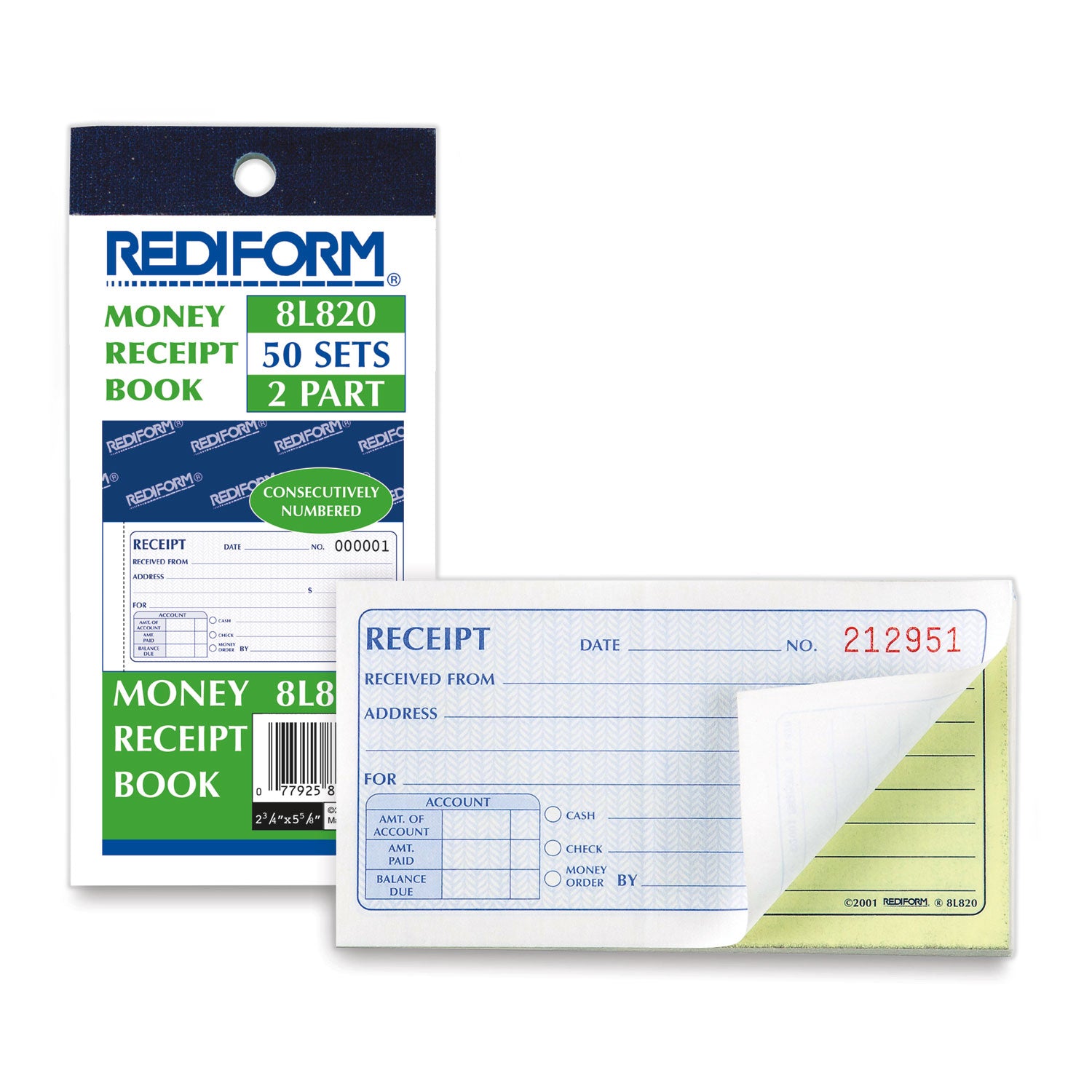 50 Sheet(s) - 2 Part - Carbonless Copy - 5" x 2.75" Sheet Size - White, Yellow - Assorted Sheet(s) - 1 Each