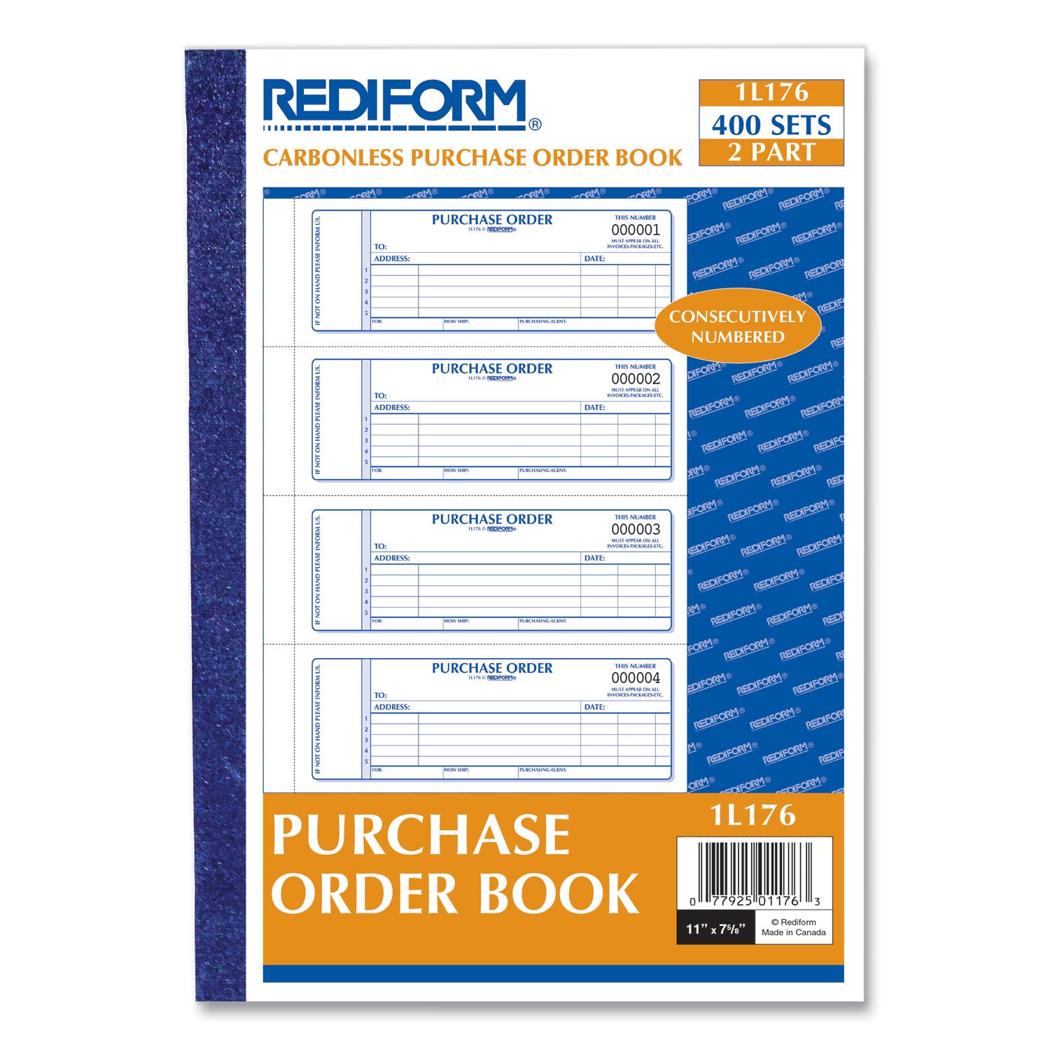 400 Sheet(s) - Stapled - 2 Part - Carbonless Copy - 2.75" x 7" Sheet Size - White, Yellow - Blue Print Color - 1 Each