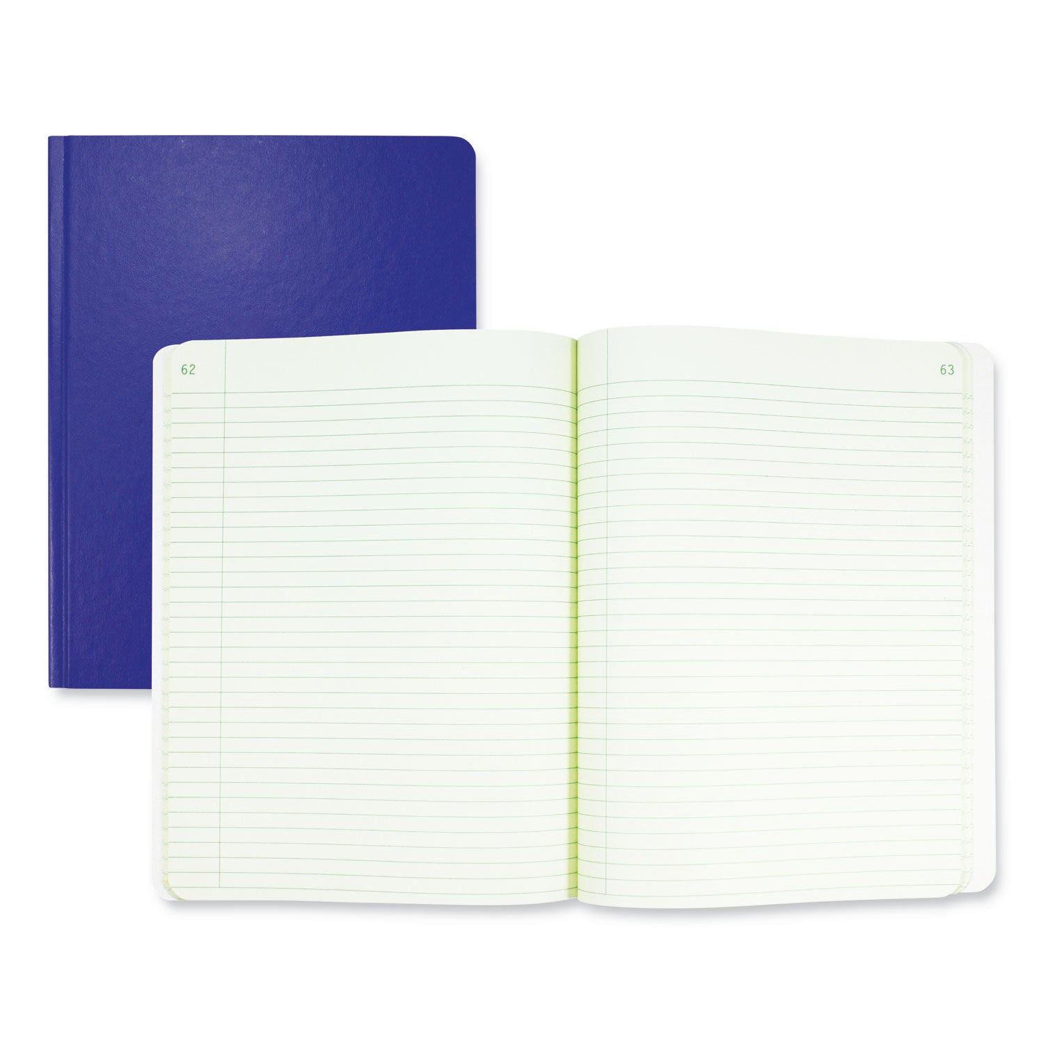 60 Sheets - Perfect Bound - 7 1/2" x 9 1/4" Sheet Size - Green Paper - Blue Stiff Cover - Numbered - Recycled - 1 Each