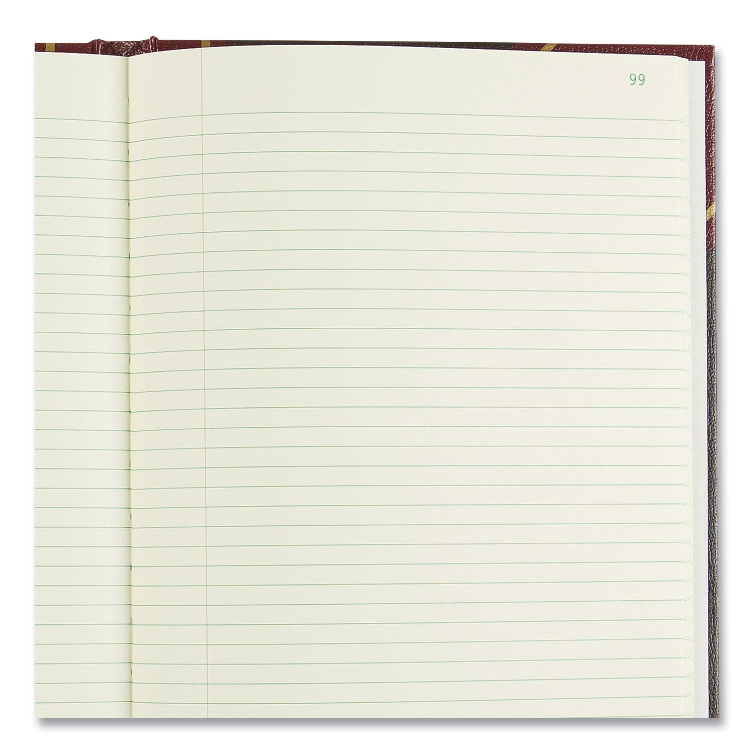 Rediform Texhide Cover Record Books with Margin - 500 Sheet(s) - Thread Sewn - 8.75" x 14.25" Sheet Size - Black - Green Sheet(s) - Black Cover - Recycled - 1 Each