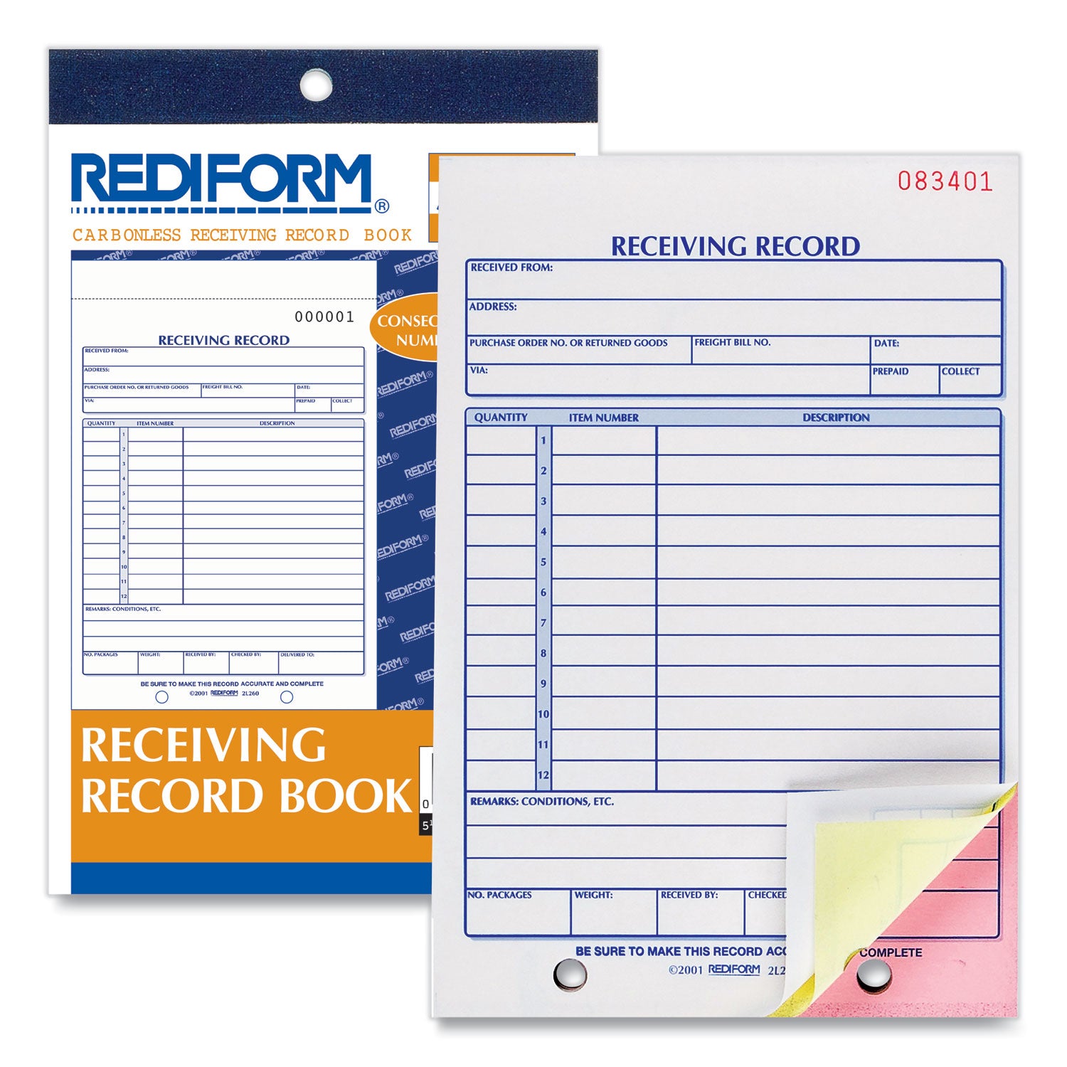 50 Sheet(s) - Stapled - 3 Part - Carbonless Copy - 5.50" x 7.87" Sheet Size - 2 x Holes - White Sheet(s) - Black Print Color - 1 Each