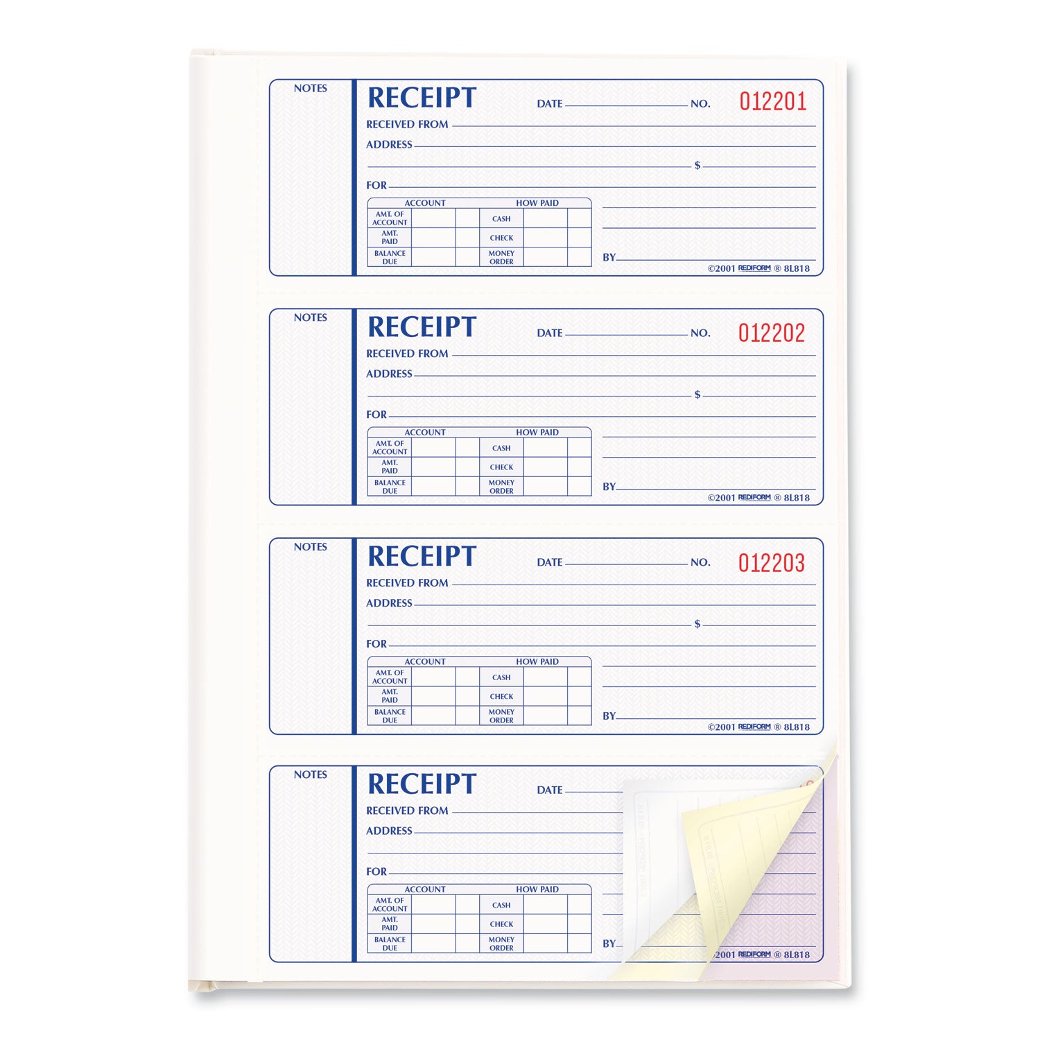 200 Sheet(s) - 3 Part - Carbonless Copy - 2.75" x 7" Form Size - White Sheet(s) - 1 Each