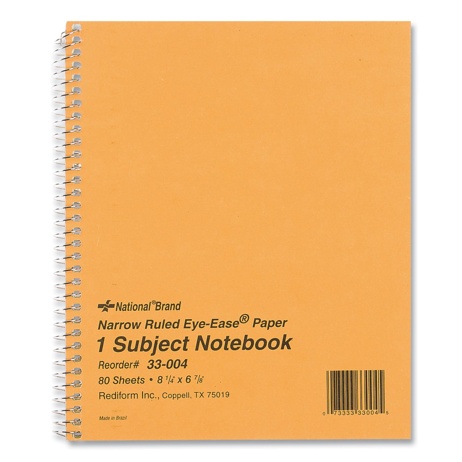 Rediform Brown Board 1-Subject Notebooks - 80 Sheets - Coilock - Red Margin - 16 lb Basis Weight - 6 7/8" x 8 1/4" Sheet Size - Green Paper - Brown Board Cover - Micro Perforated, Subject, Punched - 1 Each