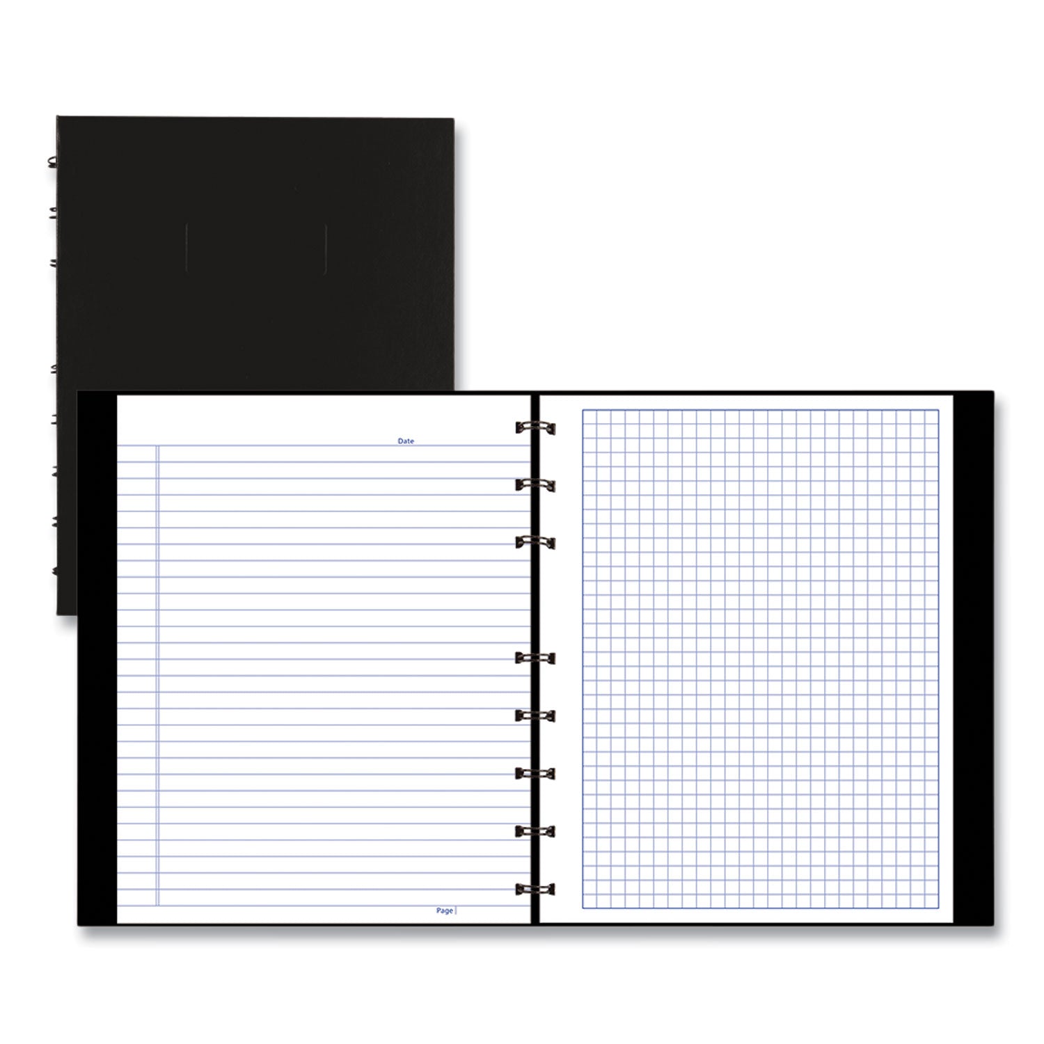 Julian Dates - Daily - 7:00 AM to 8:00 PM - Half-hourly - 7 5/8" x 9 1/2" Sheet Size - Twin Wire - White - Paper - Black Cover - Micro Perforated, Index Sheet, Tabbed, Pocket, Hard Cover - 1 Each