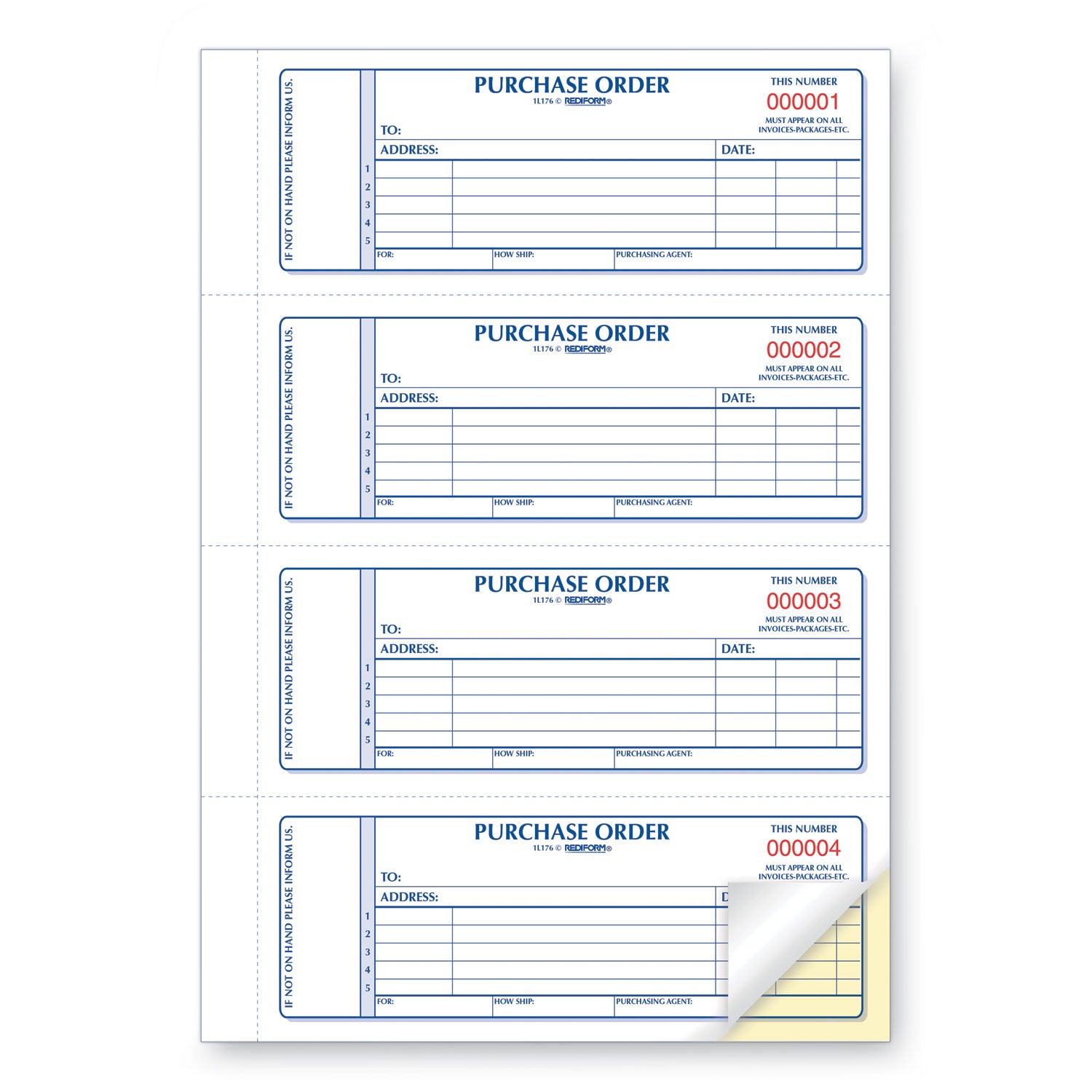 400 Sheet(s) - Stapled - 2 Part - Carbonless Copy - 2.75" x 7" Sheet Size - White, Yellow - Blue Print Color - 1 Each