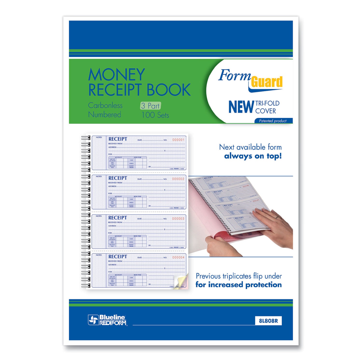 100 Sheet(s) - Wire Bound - 3 Part - Carbonless Copy - 7.62" x 8.50" Sheet Size - 1 Each