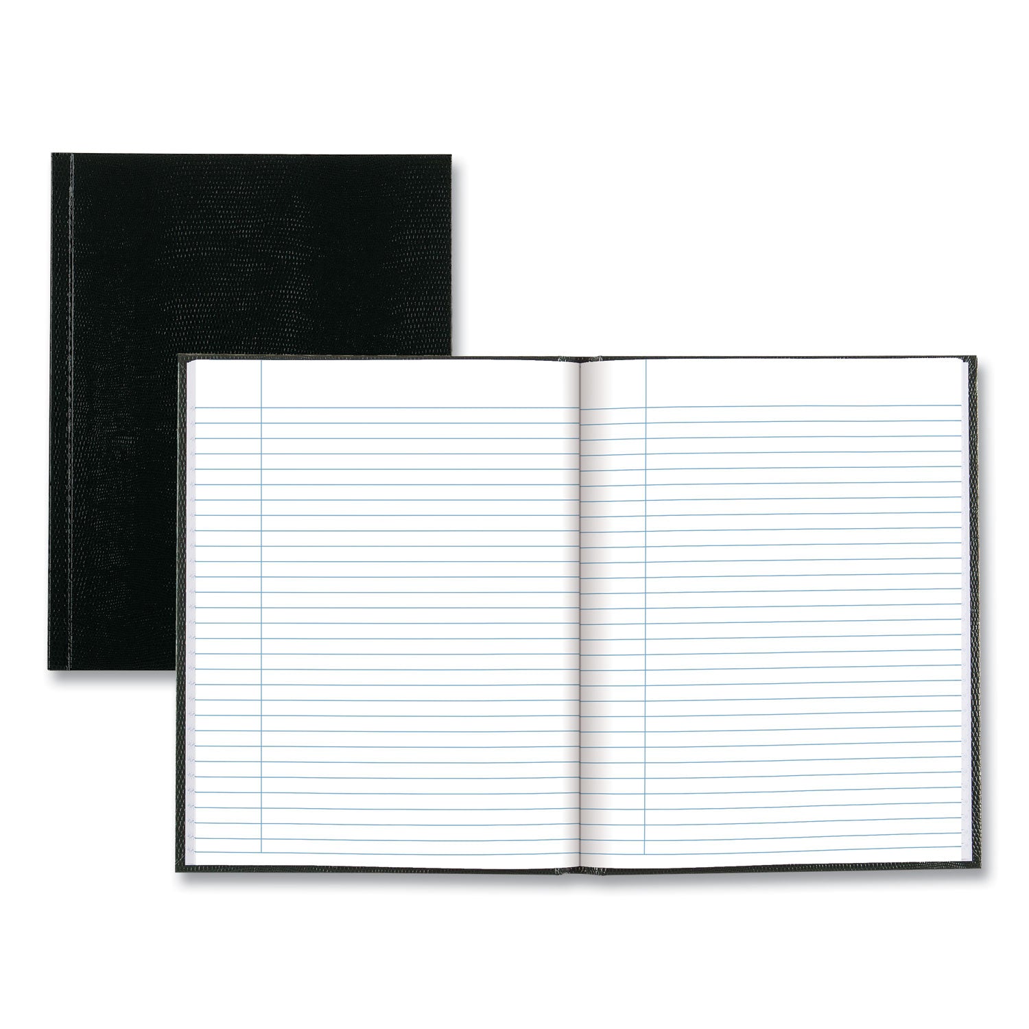 150 Sheets - Perfect Bound - Ruled Margin - 9 1/4" x 7 1/4" Sheet Size - White Paper - Black Cover - Hard Cover - Recycled - 1 Each