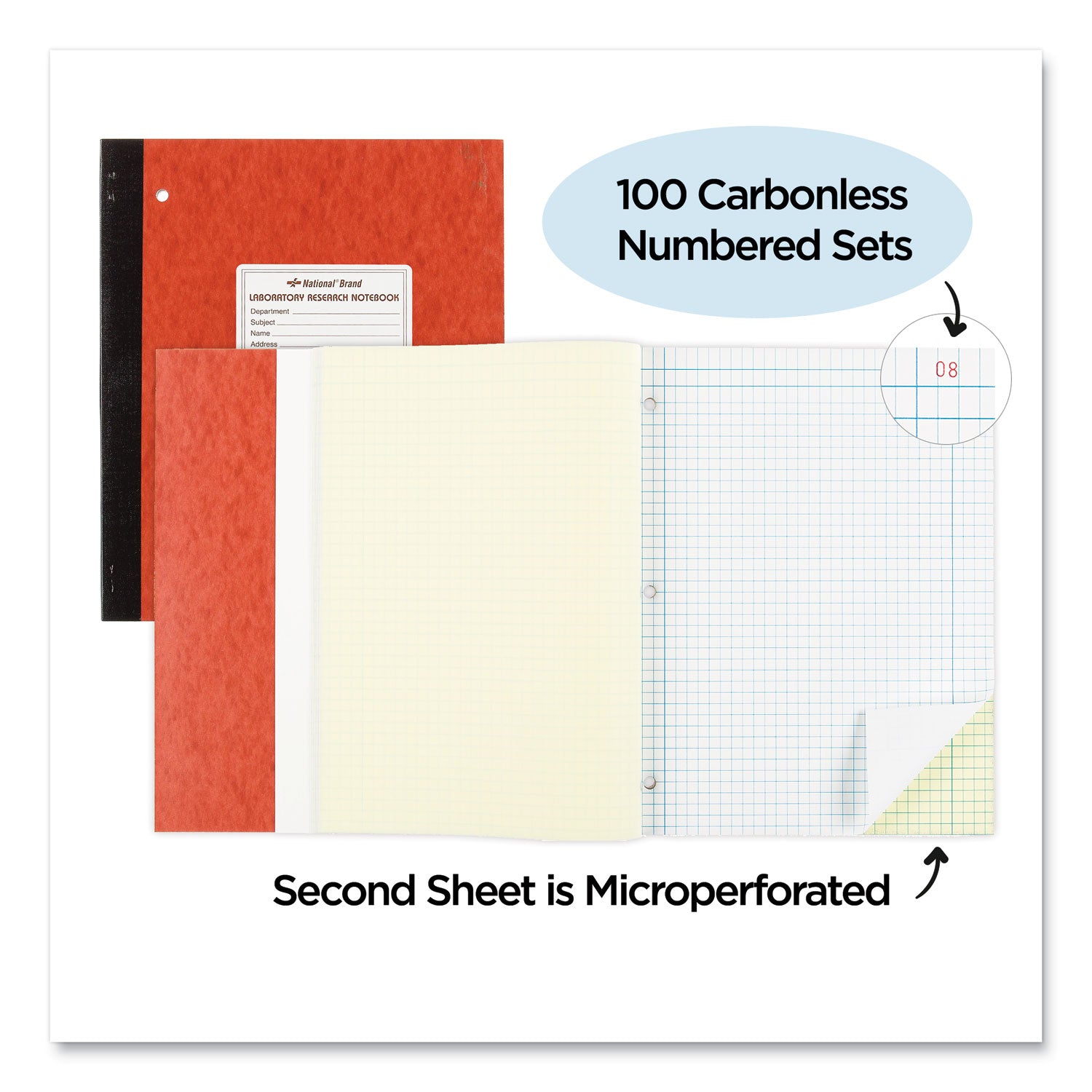 200 Sheets - Sewn - 9 1/4" x 11" Sheet Size - Brown Paper - Brown Pressboard Cover - Micro Perforated, Numbered, Perforated, Punched - 1 Each