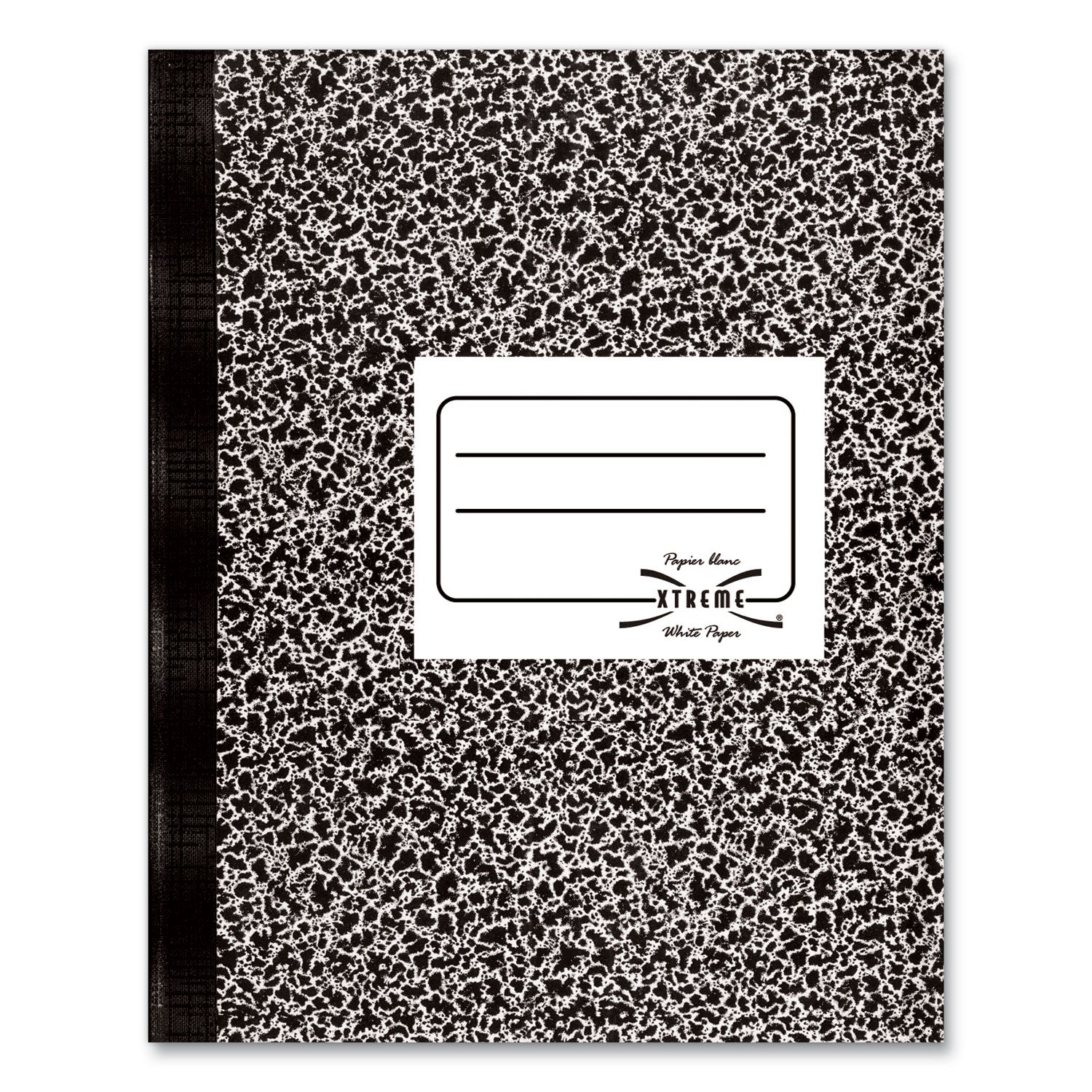 80 Sheets - Sewn - Ruled Margin - 8 3/8" x 11" Sheet Size - White Paper - Black Marble Cover - Subject - 1 Each