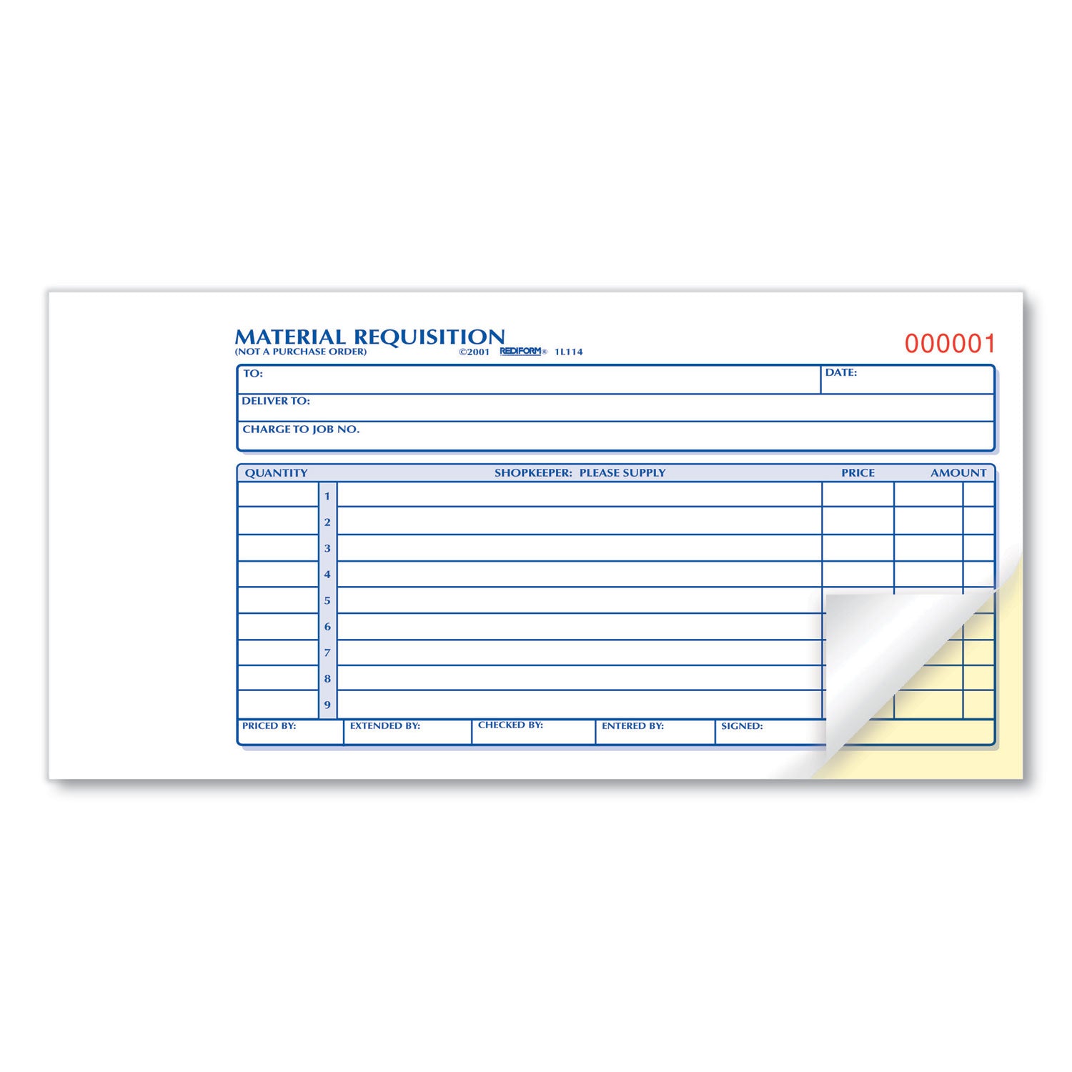 50 Sheet(s) - 2 Part - Carbonless Copy - 7.87" x 4.25" Sheet Size - White, Yellow - Black Print Color - 1 Each