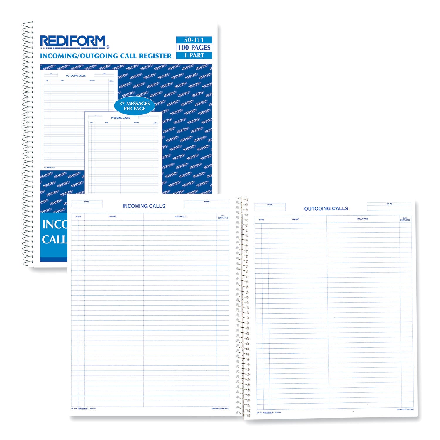 100 Sheet(s) - Wire Bound - 8.50" x 11" Sheet Size - White - White Sheet(s) - Blue Print Color - Recycled - 1 Each