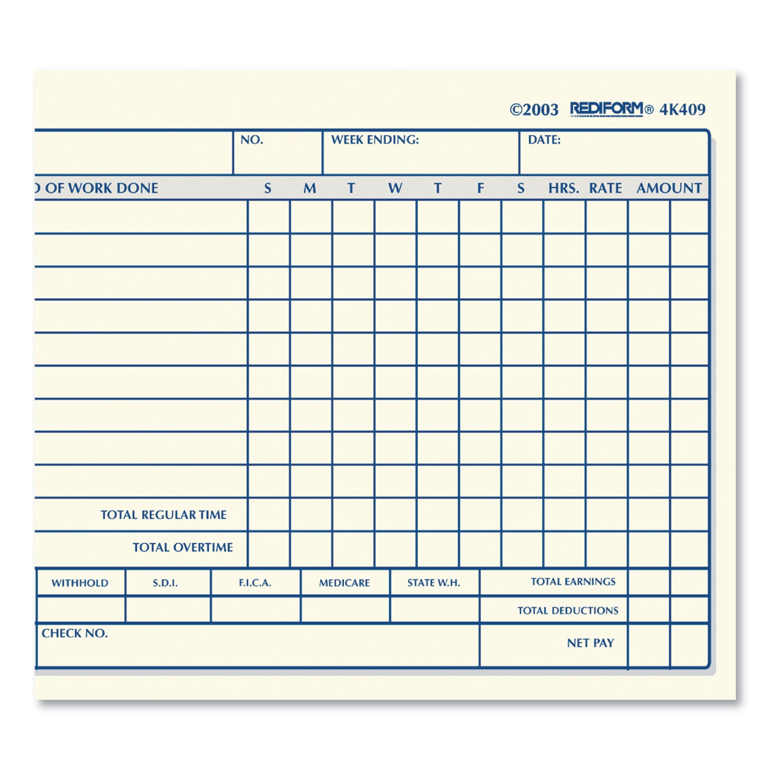 100 Sheet(s) - 1 Part - 7" x 4.25" Sheet Size - White - Manila Sheet(s) - 1 Pad