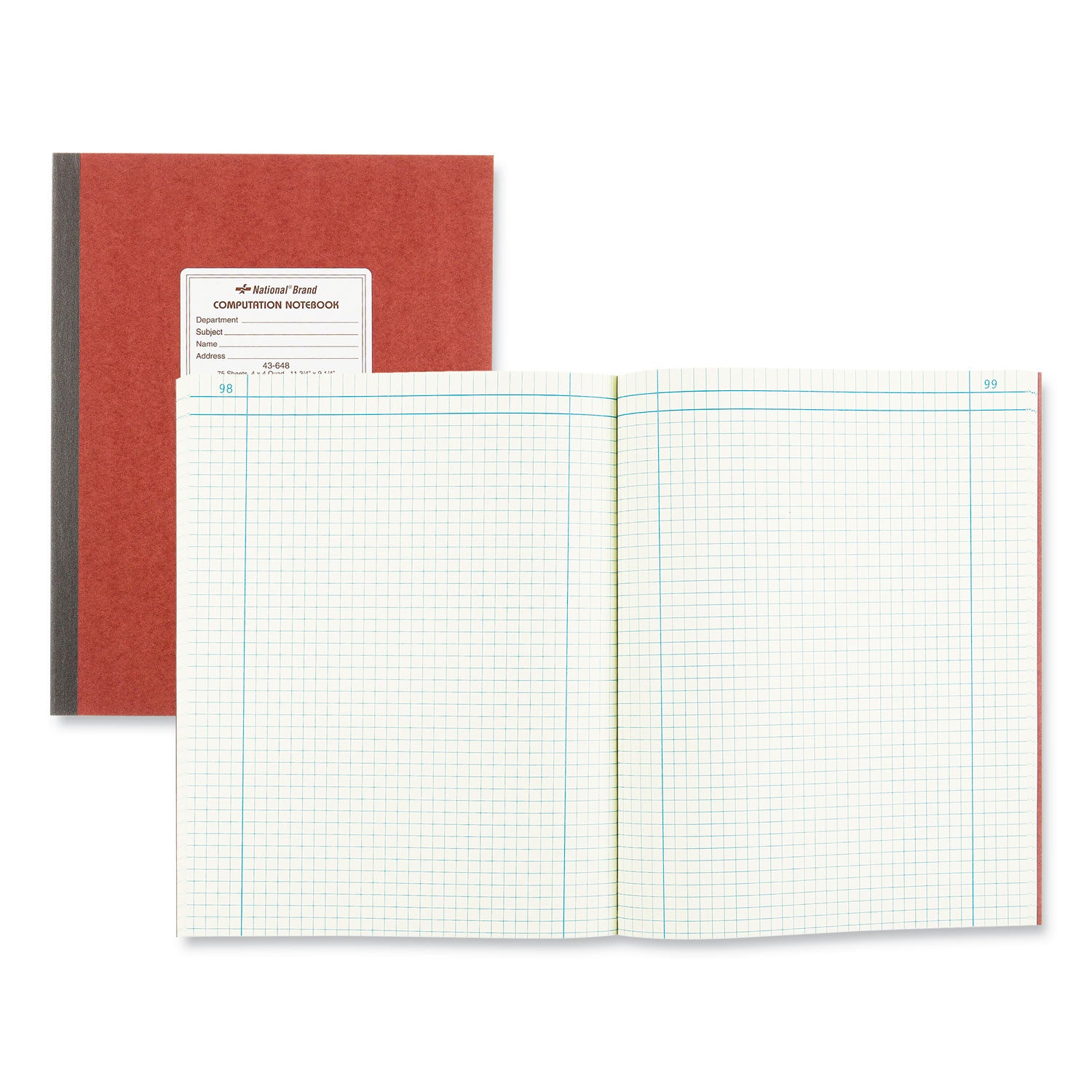 75 Sheets - Ruled Margin - 9 1/4" x 11 3/4" Sheet Size - Green Paper - Brown Pressboard Cover - Numbered - Recycled - 1 Each