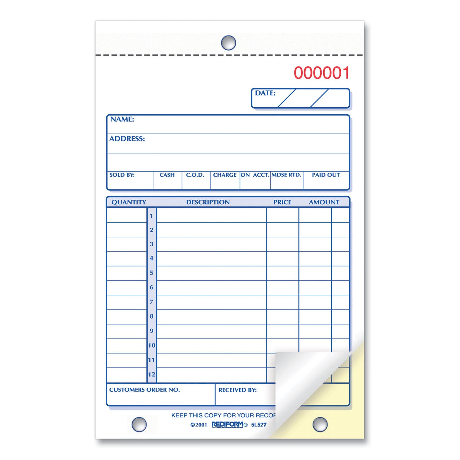 50 Sheet(s) - 2 Part - Carbonless Copy - 4.25" x 6.37" Sheet Size - Assorted Sheet(s) - Recycled - 1 Each