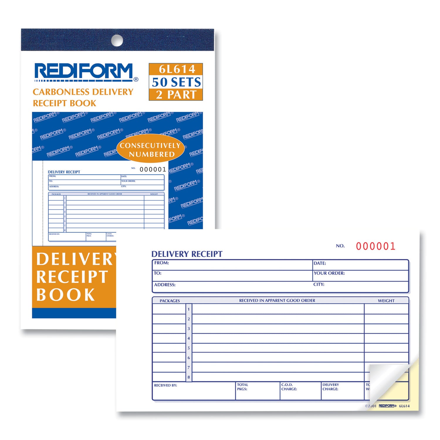 50 Sheet(s) - 2 Part - Carbonless Copy - 4.25" x 6.37" Form Size - White, Manila - 1 Each