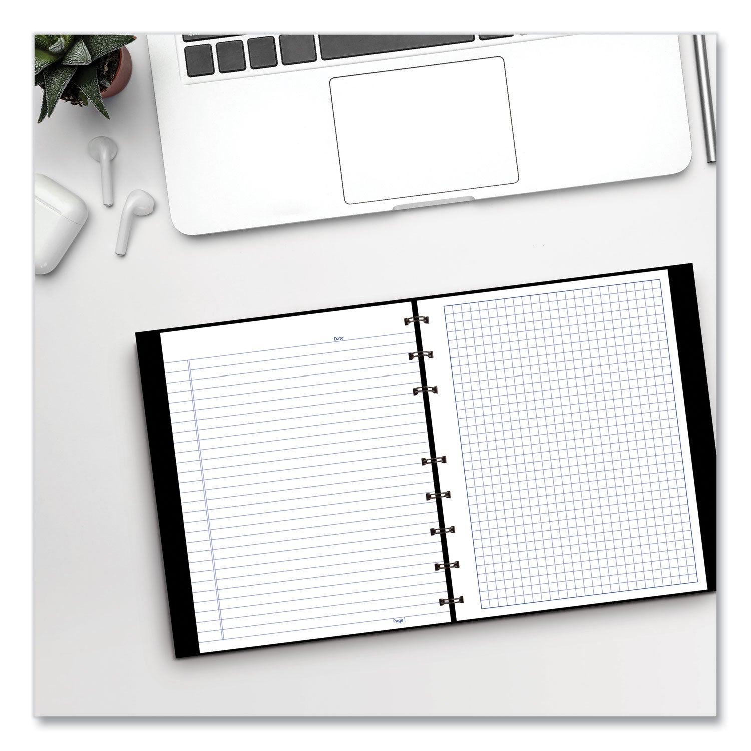 Julian Dates - Daily - 7:00 AM to 8:00 PM - Half-hourly - 7 5/8" x 9 1/2" Sheet Size - Twin Wire - White - Paper - Black Cover - Micro Perforated, Index Sheet, Tabbed, Pocket, Hard Cover - 1 Each