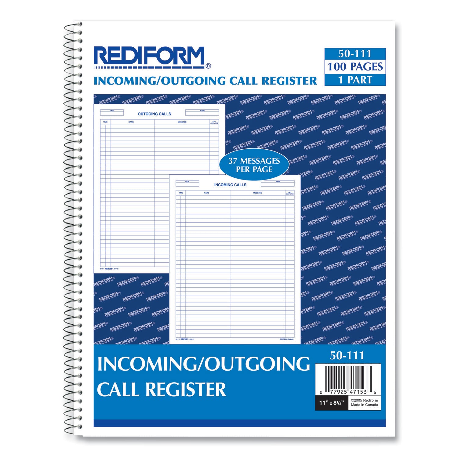100 Sheet(s) - Wire Bound - 8.50" x 11" Sheet Size - White - White Sheet(s) - Blue Print Color - Recycled - 1 Each