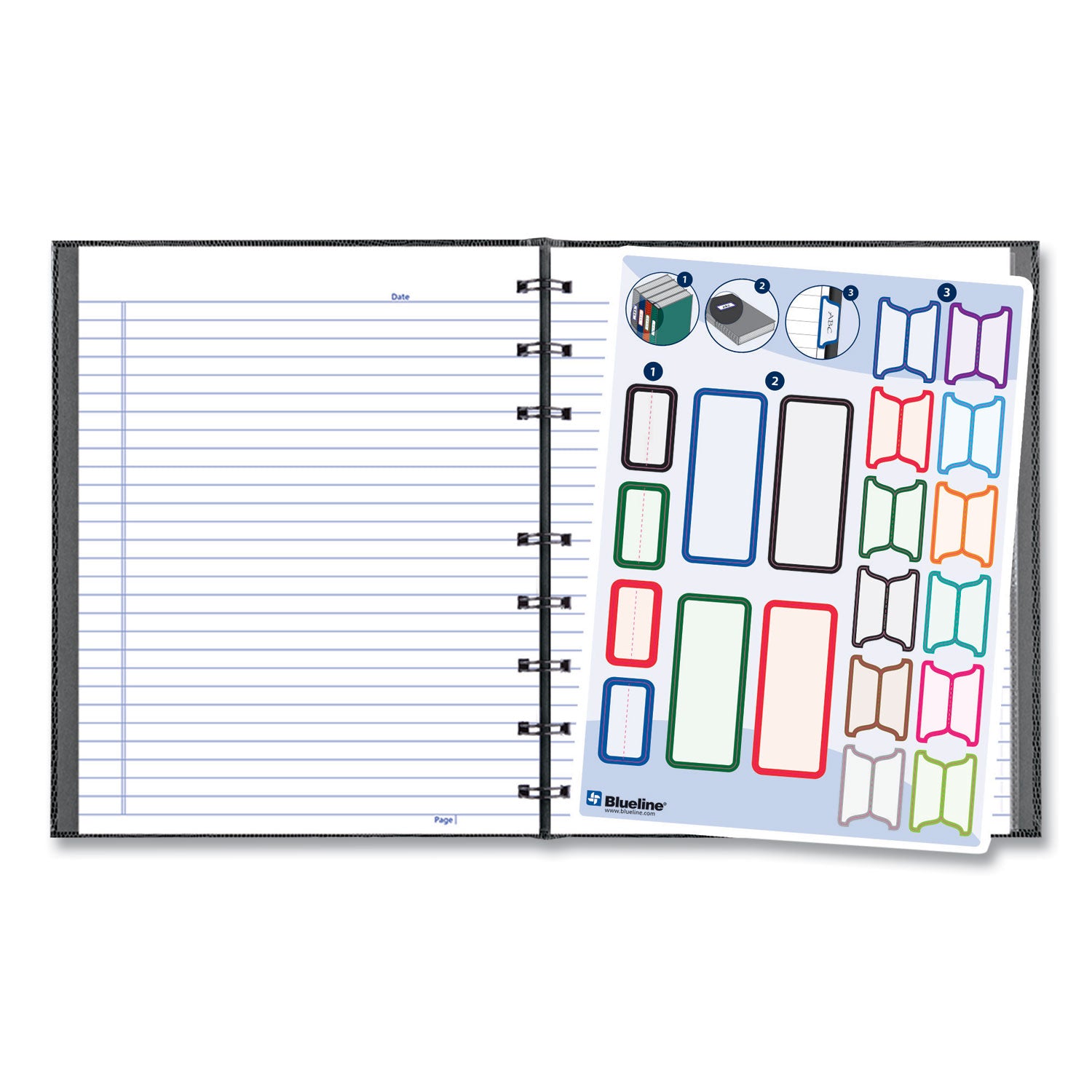 150 Sheets - Twin Wirebound - 7 1/4" x 9 1/4" Sheet Size - White Paper - Black Lizard Cover - Micro Perforated, Self-adhesive, Pocket, Index Sheet, Acid-free, Hard Cover, Archival, Tab, Durable Cover - Recycled - 1 Each