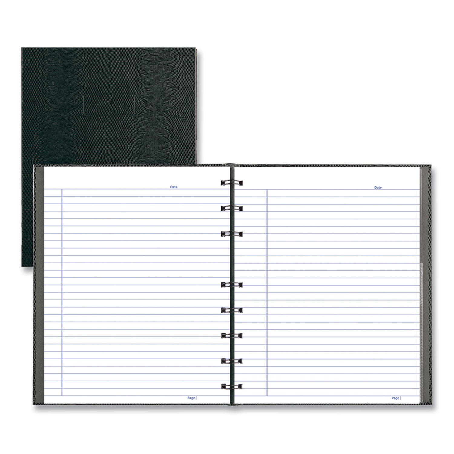 150 Sheets - Twin Wirebound - 7 1/4" x 9 1/4" Sheet Size - White Paper - Black Lizard Cover - Micro Perforated, Self-adhesive, Pocket, Index Sheet, Acid-free, Hard Cover, Archival, Tab, Durable Cover - Recycled - 1 Each