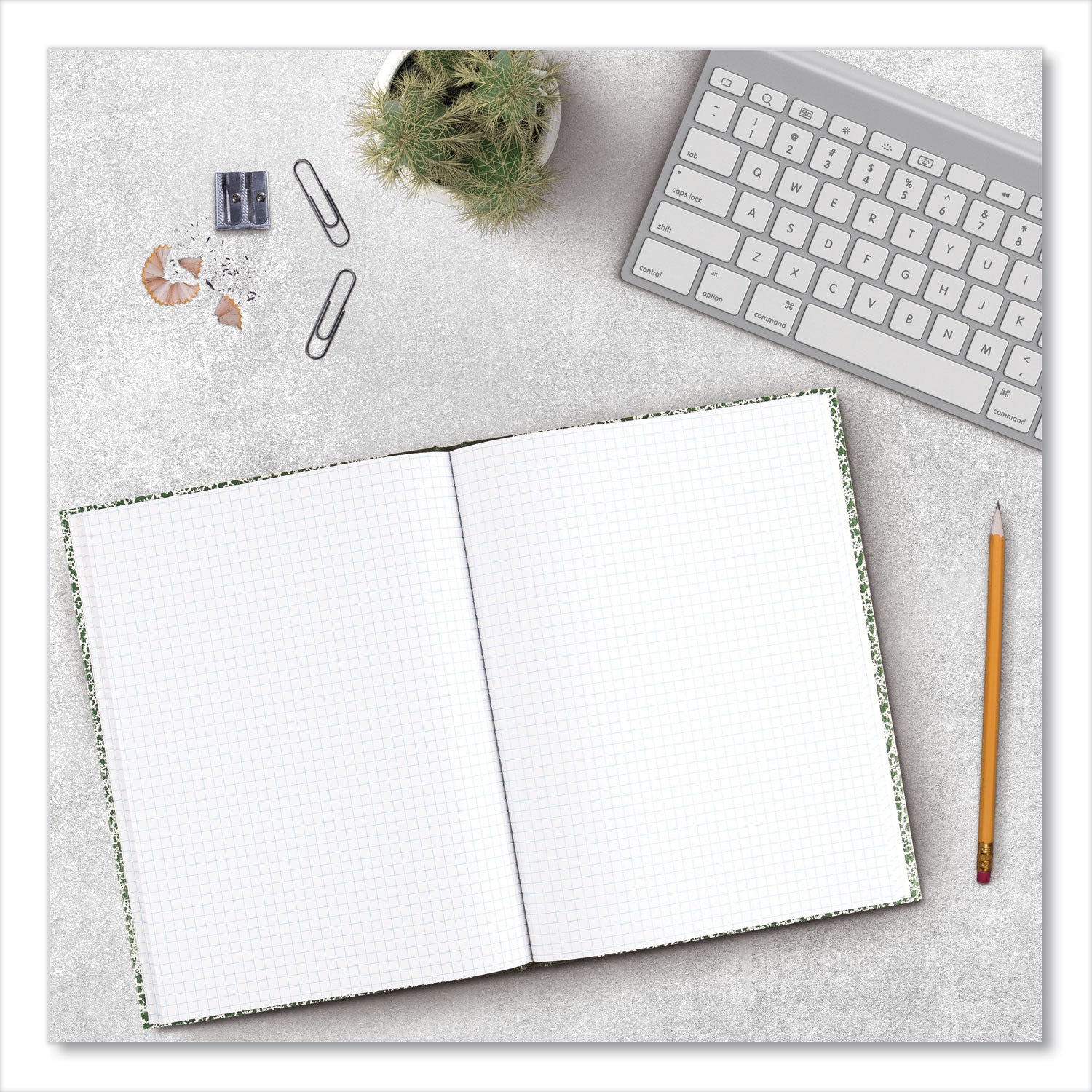 Rediform Lab Composition Notebook - 60 Sheets - Sewn - 7 7/8" x 10 1/8" Sheet Size - White Paper - Green Marble Cover - Recycled - 1 Each