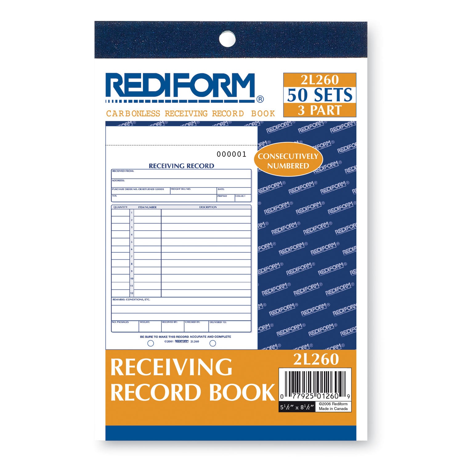 50 Sheet(s) - Stapled - 3 Part - Carbonless Copy - 5.50" x 7.87" Sheet Size - 2 x Holes - White Sheet(s) - Black Print Color - 1 Each