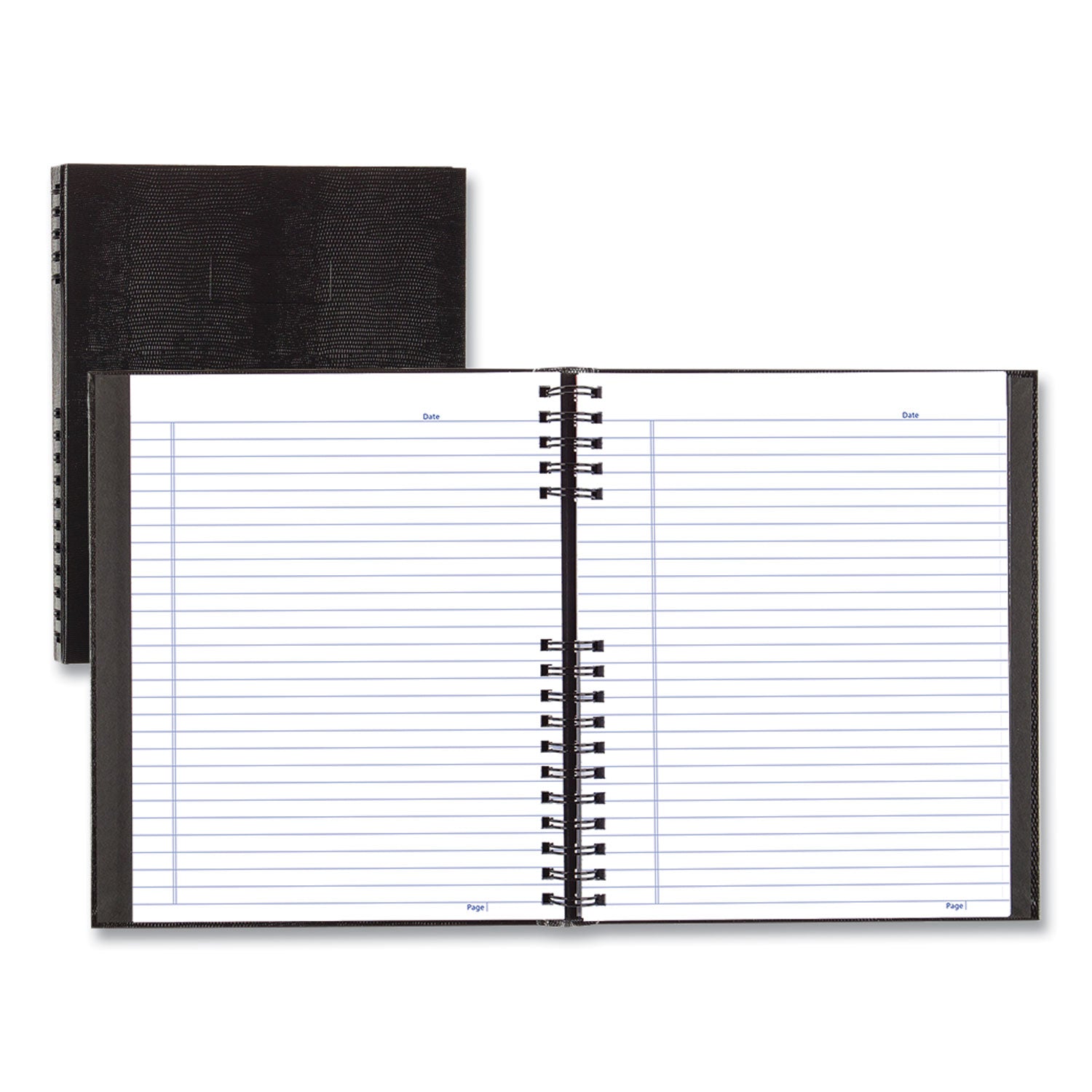 300 Sheets - Twin Wirebound - 11" x 8 1/2" Sheet Size - 9.50" Height x 15" Width x 12" Length - Black Cover - Hard Cover, Micro Perforated, Index Sheet, Self-adhesive, Pocket - Recycled - 1 Each