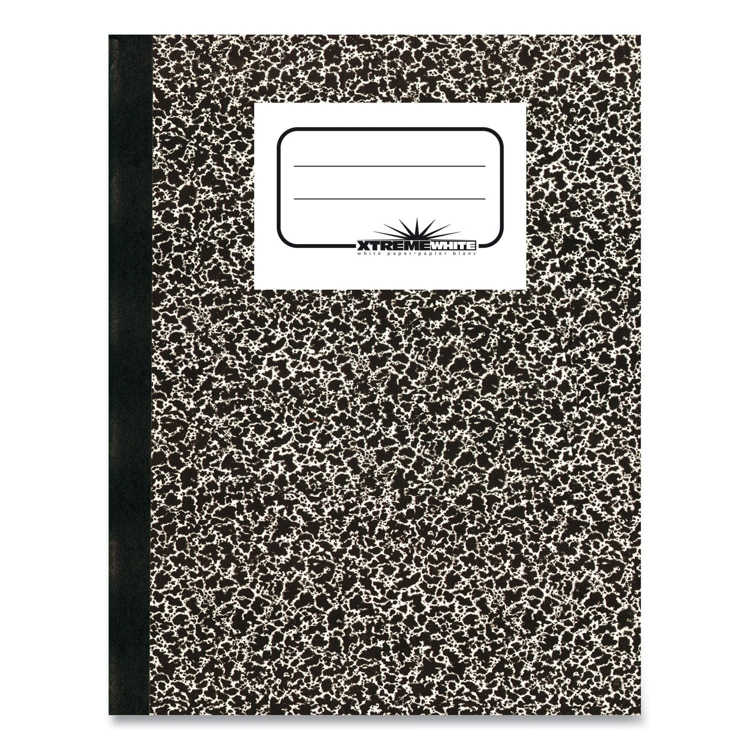 Rediform Xtreme White Notebook - 80 Sheets - Sewn - College Ruled Front Ruling - Ruled Red Margin - 7 7/8" x 10" Sheet Size - White Paper - Black Marble Cover - Subject - 1 Each