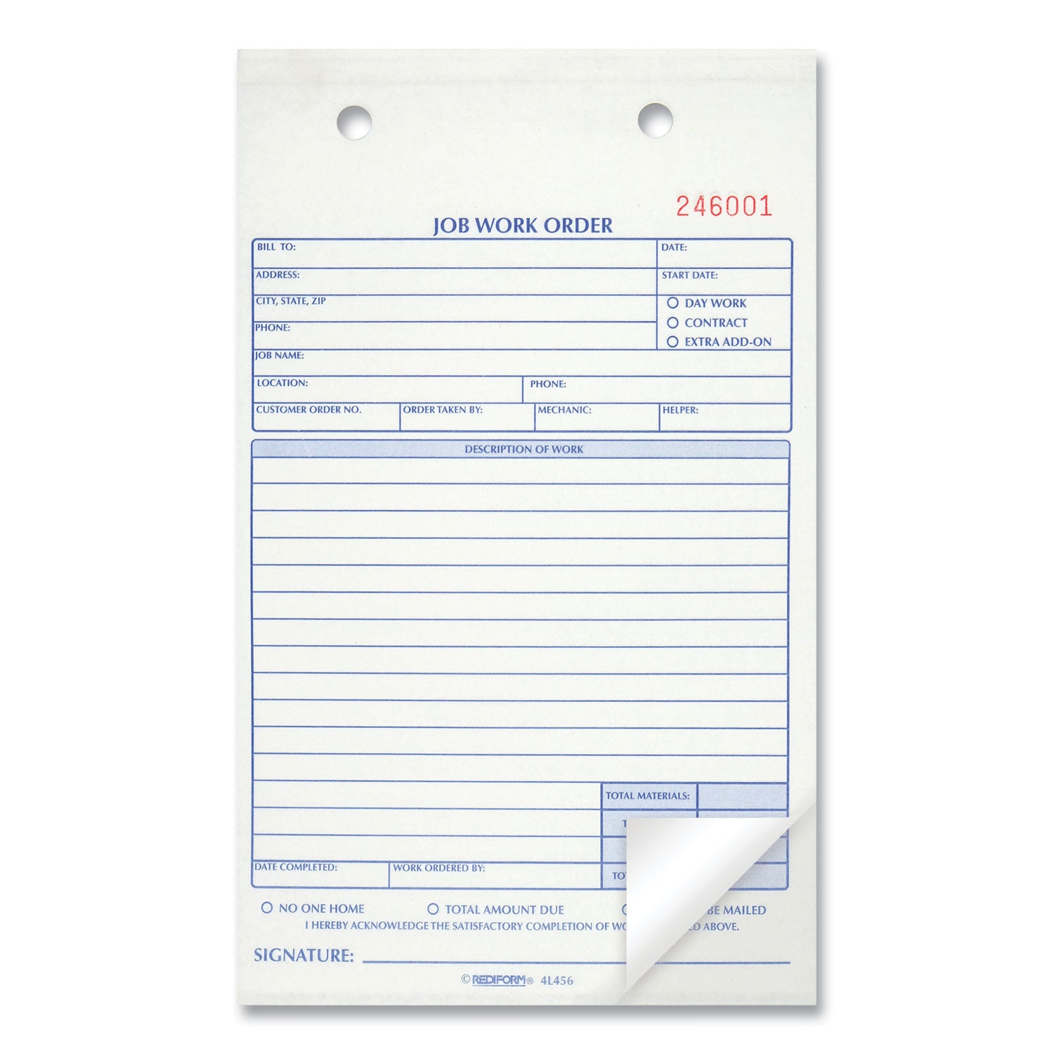 50 Sheet(s) - 2 Part - Carbonless Copy - 5.50" x 8.50" Sheet Size - Assorted Sheet(s) - Blue, Red Print Color - 1 Each